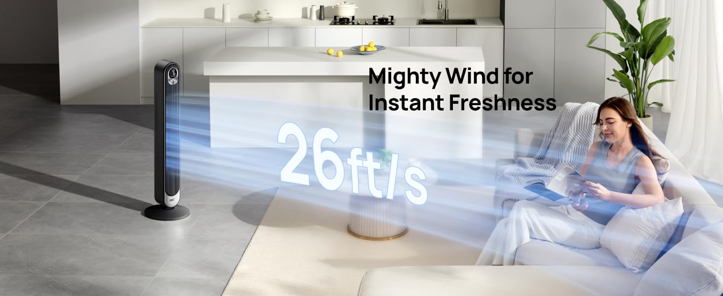 dreo tower fan with mighty wind