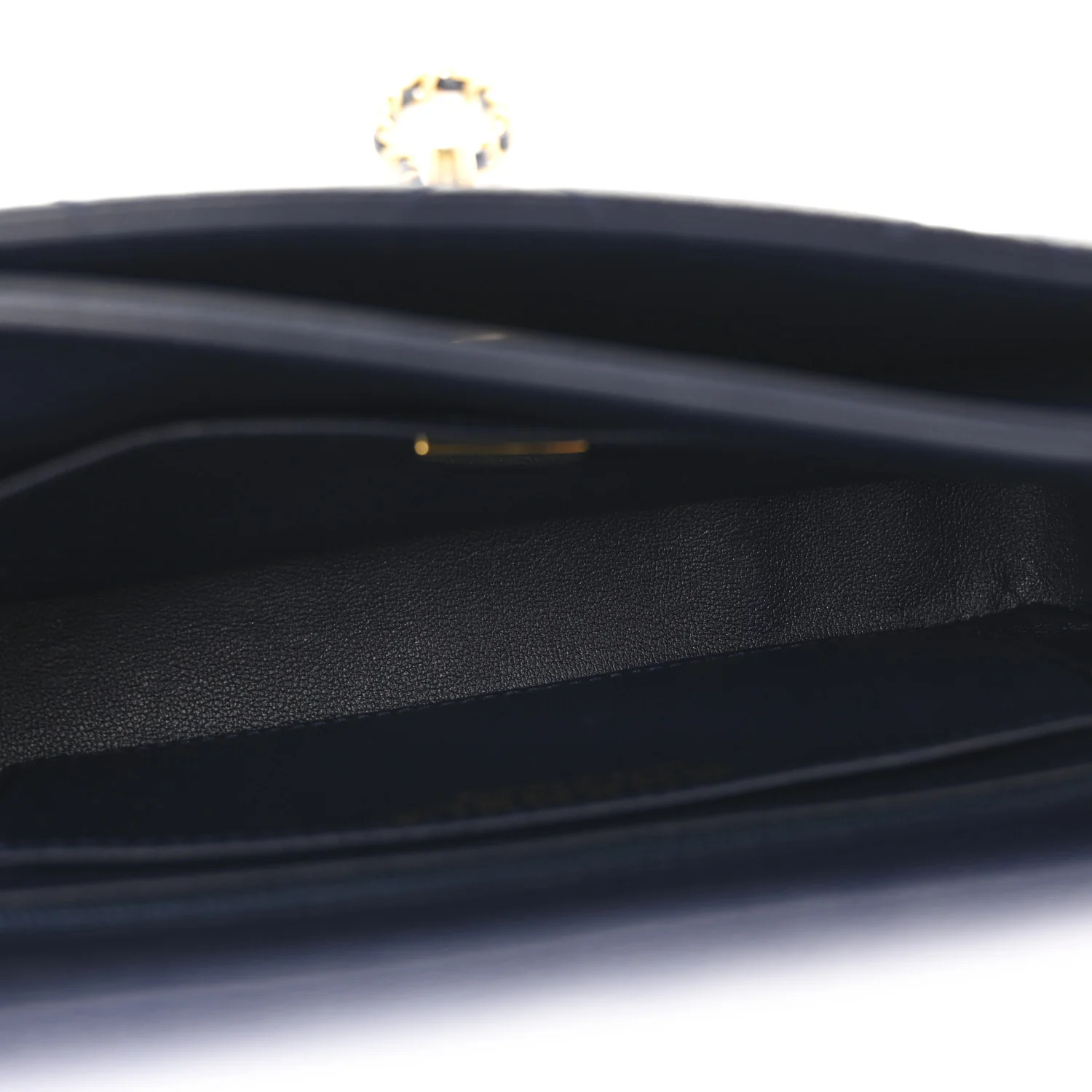 Shiny Caviar Quilted Mini Top Handle Flap Navy Blue