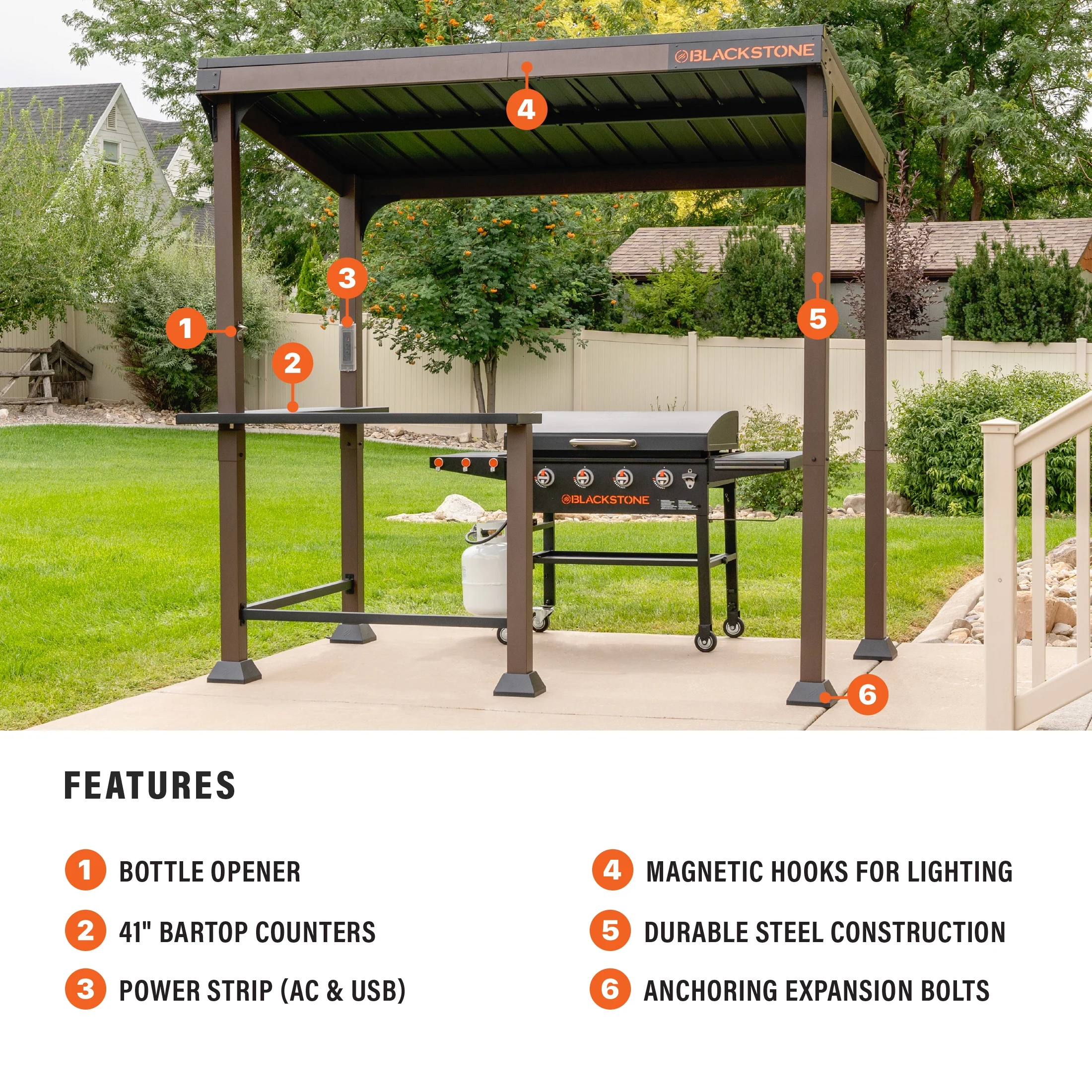 5' x 8' Outdoor Griddle/Grill Pavilion Grill Gazebo(5' x 8') - Image 2