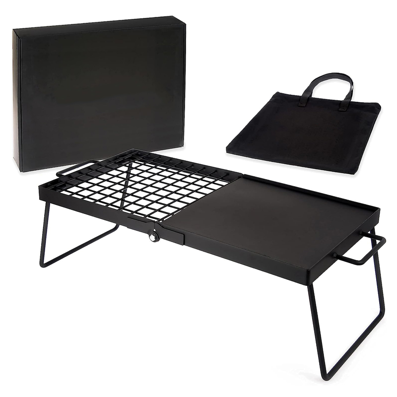 Modern Heavy Duty Steel Powder Coated Folding Camping Cooking Grate Over Fire Pit Campfire BBQ Grill