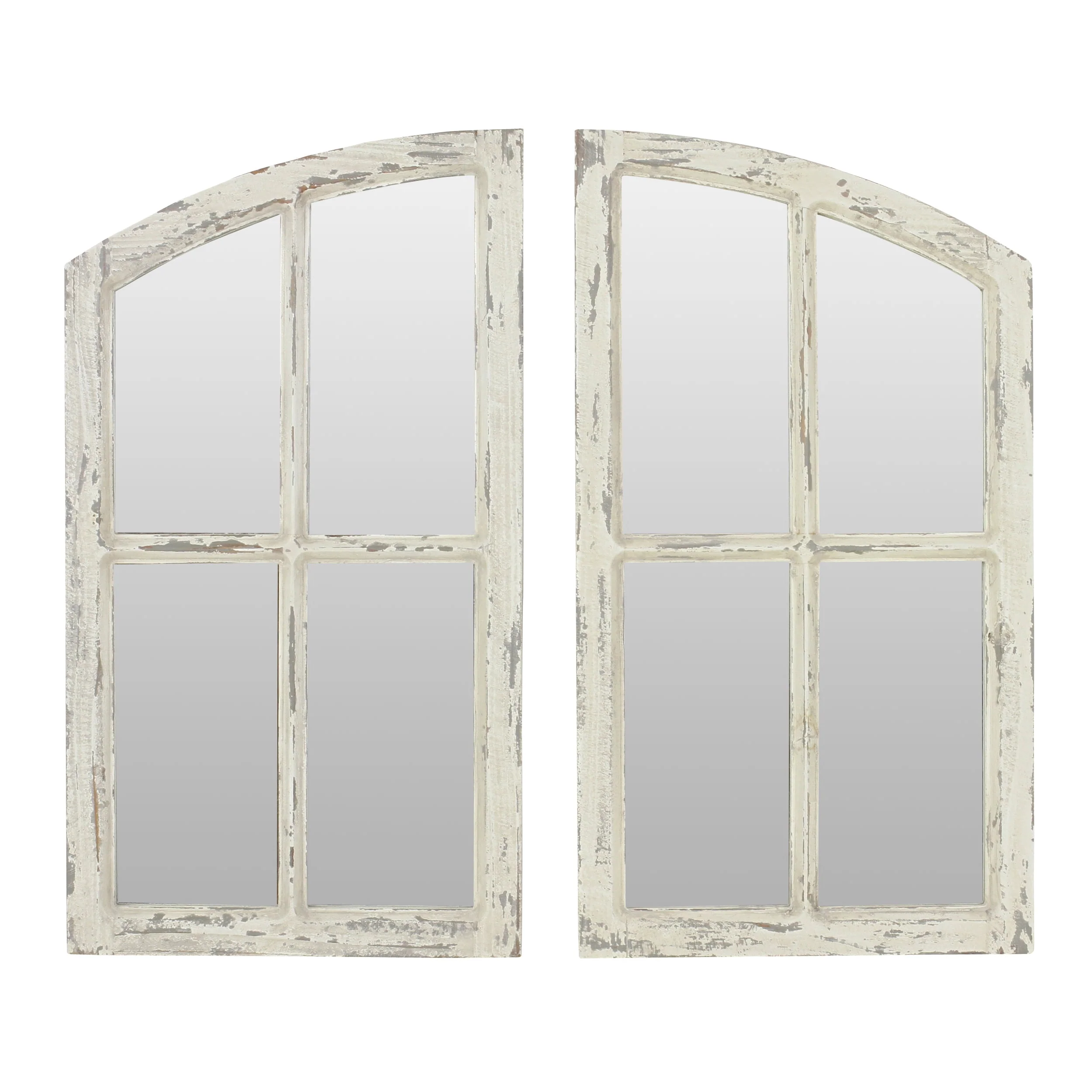 Jolene Arch Window Pane Mirrors Off - White 27