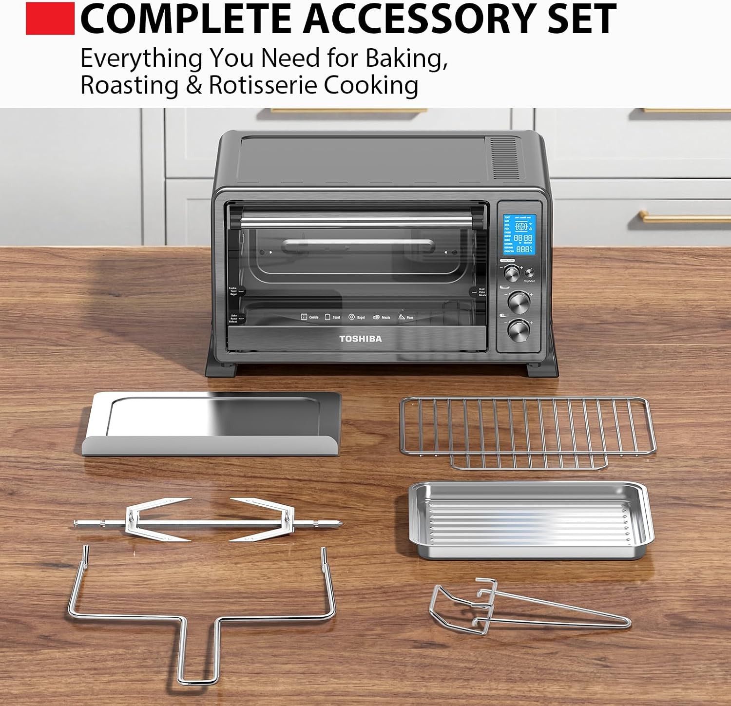 TOSHIBA 10-in-1 Convection Toaster Oven, 6-Slice Countertop Oven, 1500W