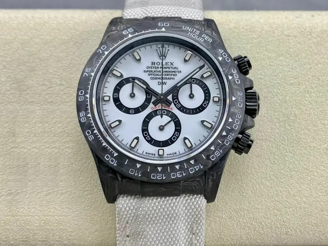 Rolex Daytona Cosmograph Diw Custom Version Noob Factory Carbon Fiber White Dial