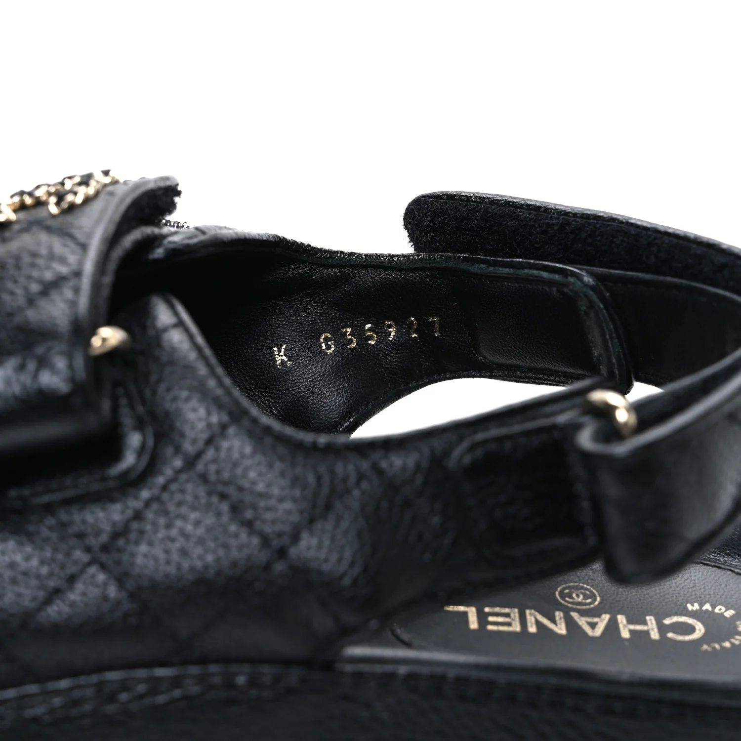 Grained Calfskin Velcro Dad Sandals 39 Black