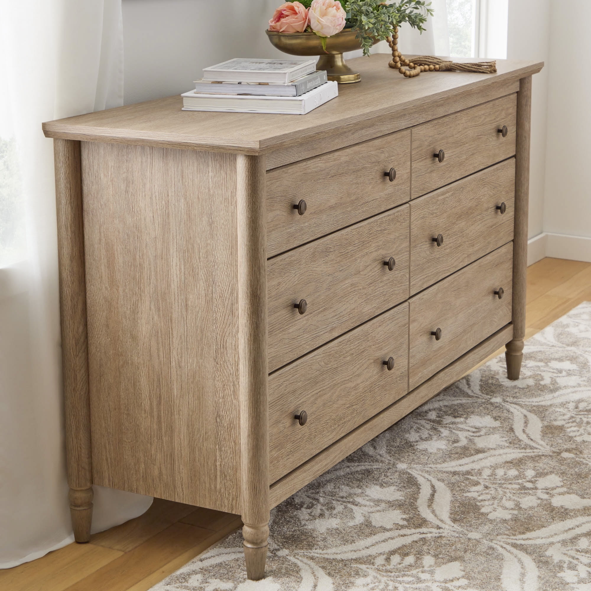Monroe 6-Drawer Dresser, Brushed Oak Finish - Image 5
