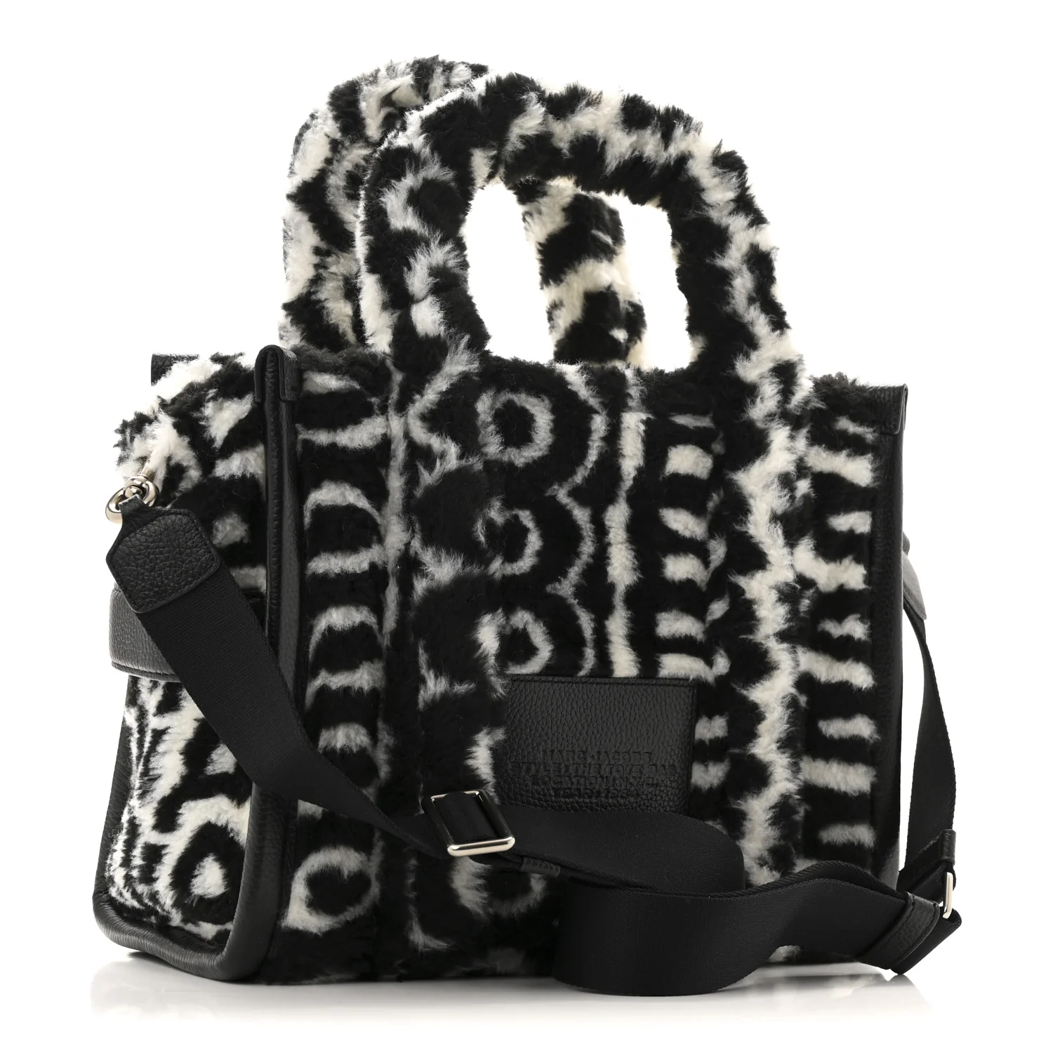 Polyester Cotton Oversized Monogram Medium Traveler Tote Bag Black Ivory