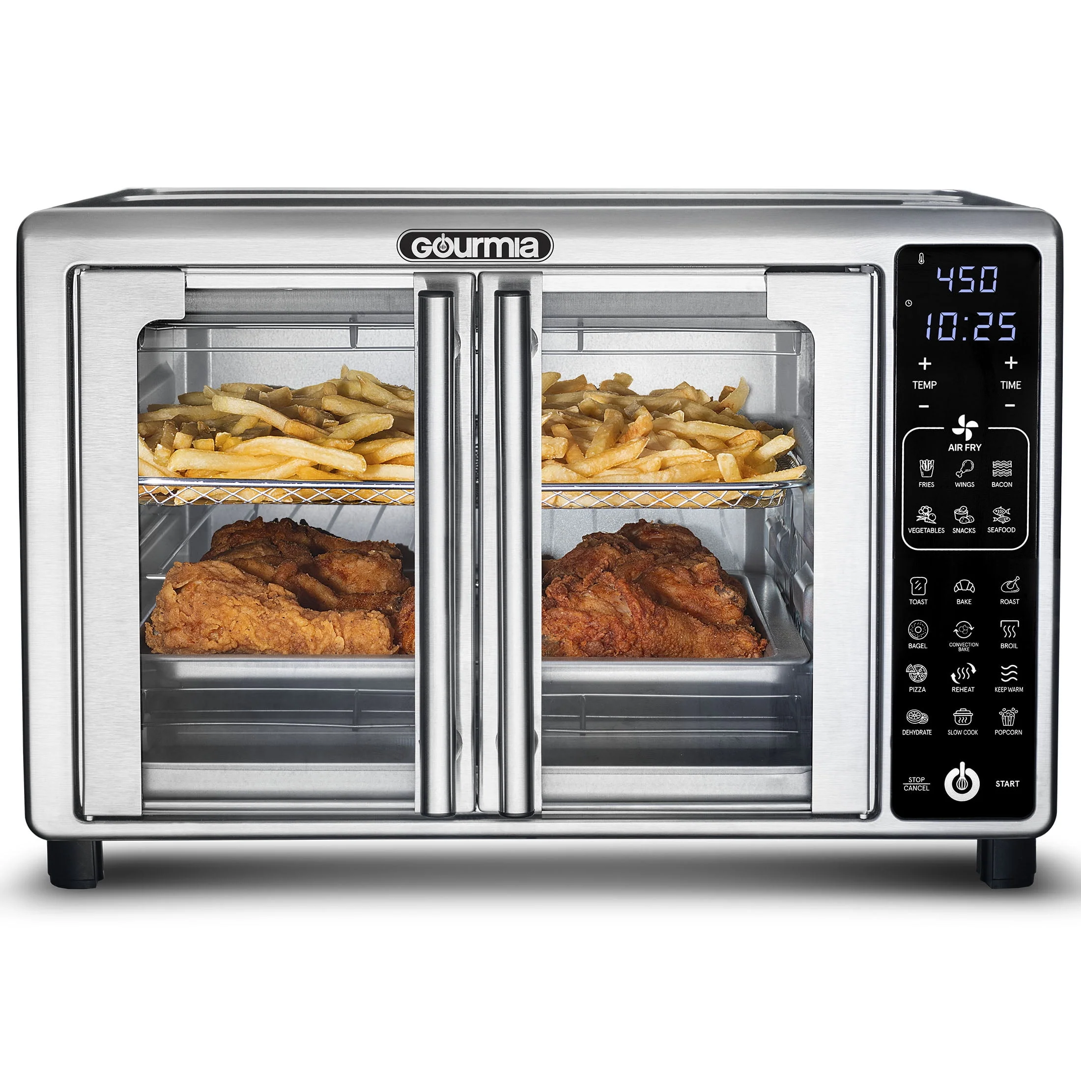 New Gourmia 6 - Slice Digital Toaster Oven Air Fryer with 19 One - Touch Presets, Stainless Steel