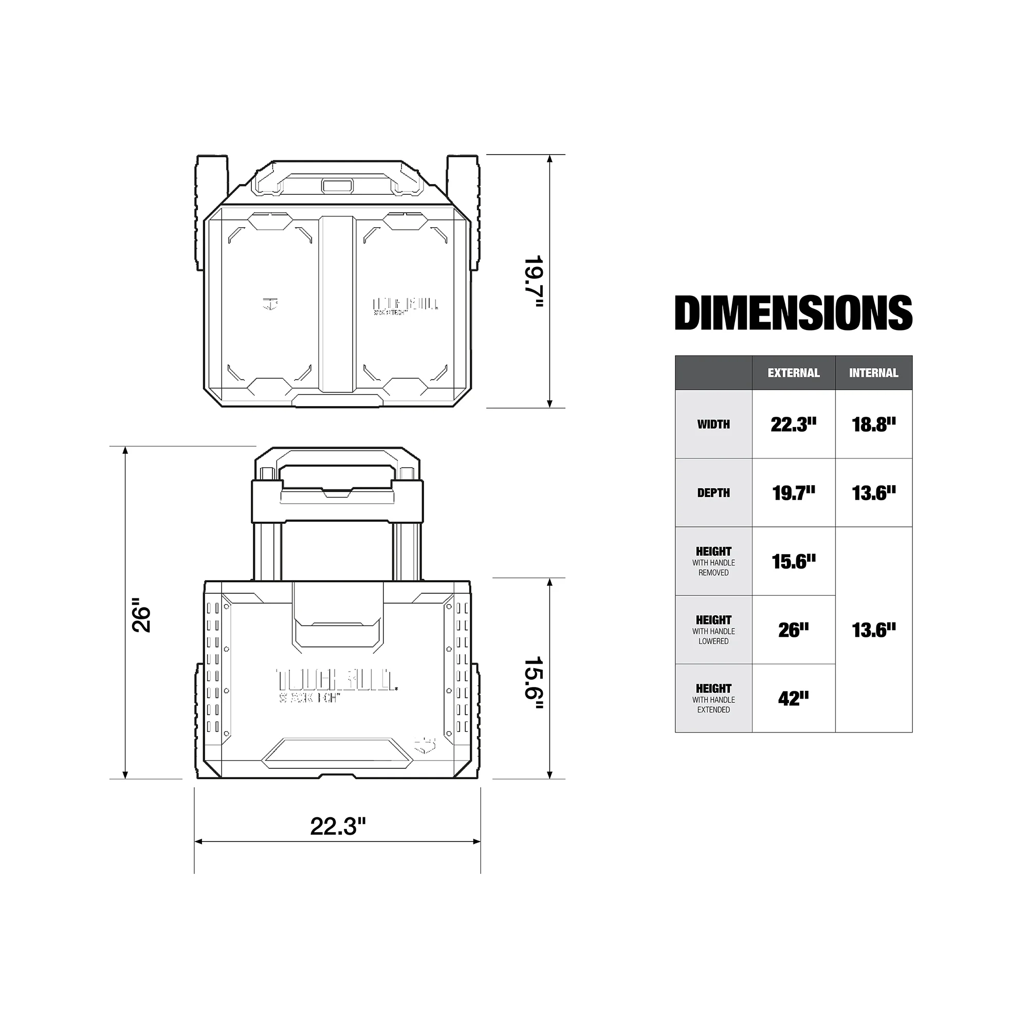 Portable 2-in-1 Rolling Tool Box with Wheels Stackable Design - Image 3