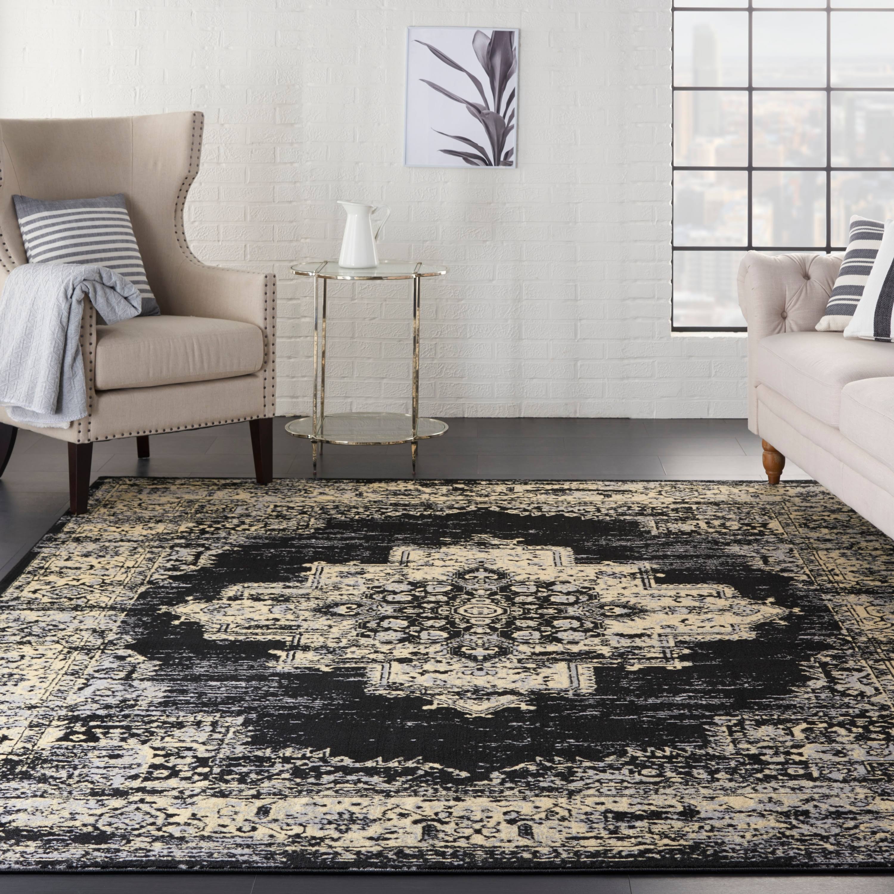 Nourison Grafix GRF14 Area Rug | Black | 7' x 10'