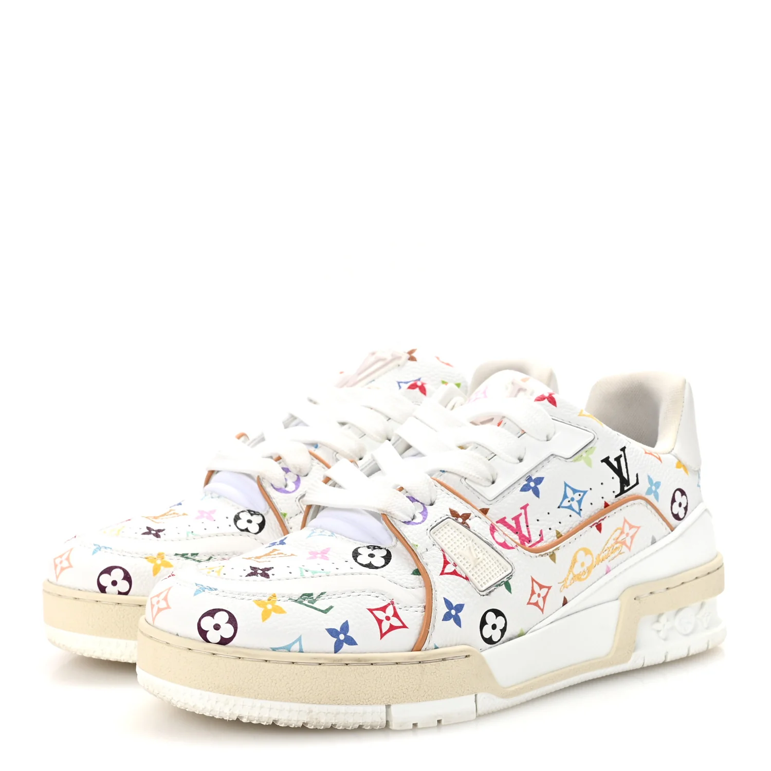 LV X TM Calfskin Monogram Multicolor Womens LV Trainer Sneakers 37.5 White