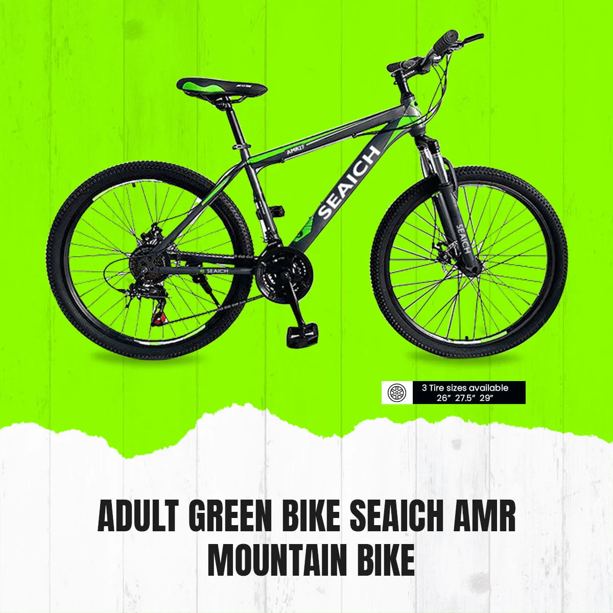 Adult Green Bike SEAICH AMR 29 Wheel Mountain Bike 26 - 29 Wheel Options
