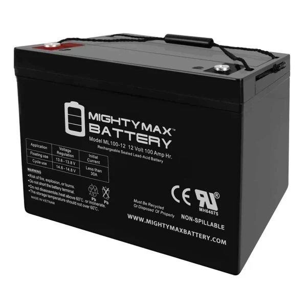 12V 100Ah SLA AGM Battery Replacement, Rechargeable Sealed Lead Acid Battery for Sump Pump and Backup Power