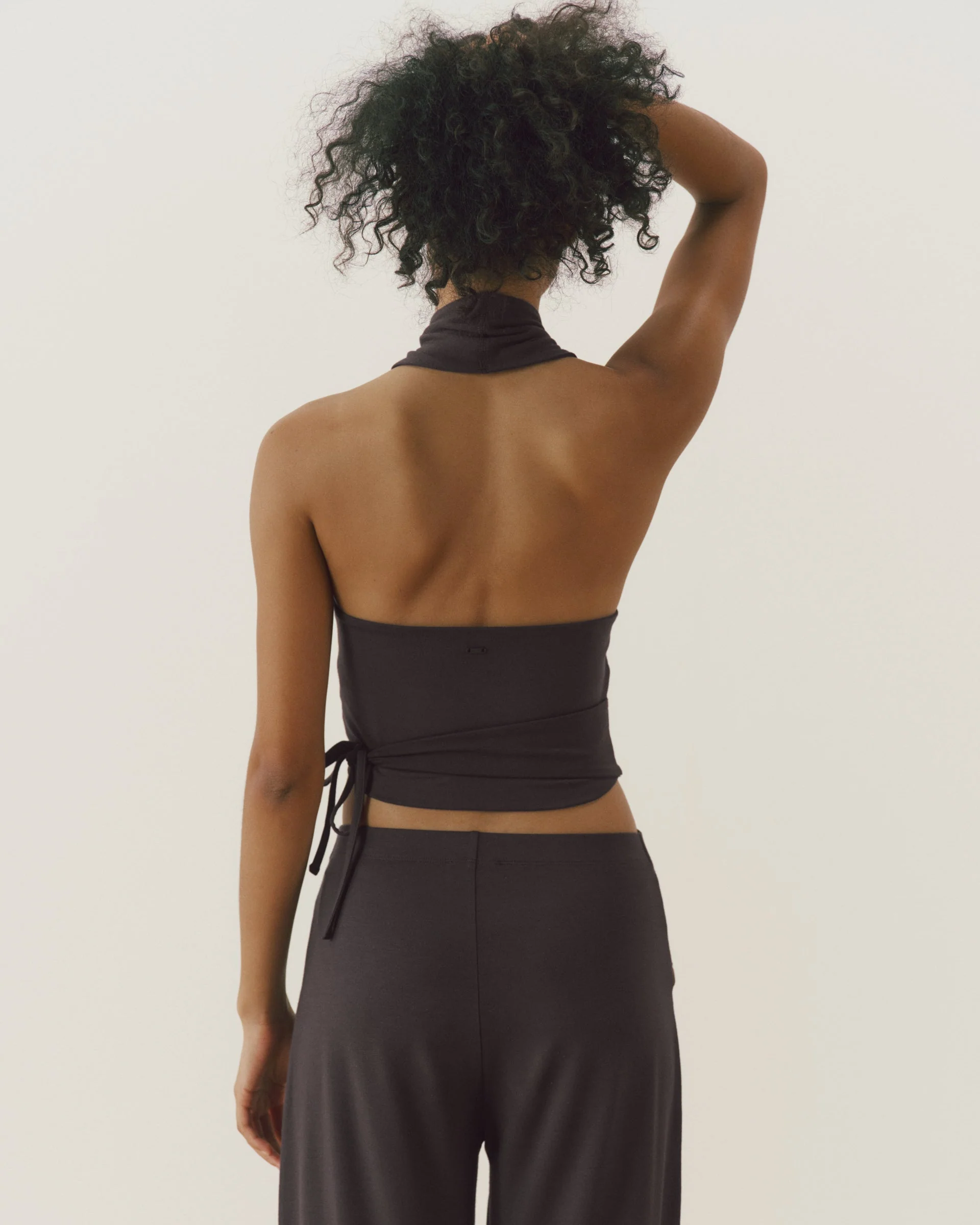 Modal Halter Wrap Top - Coffee Bean