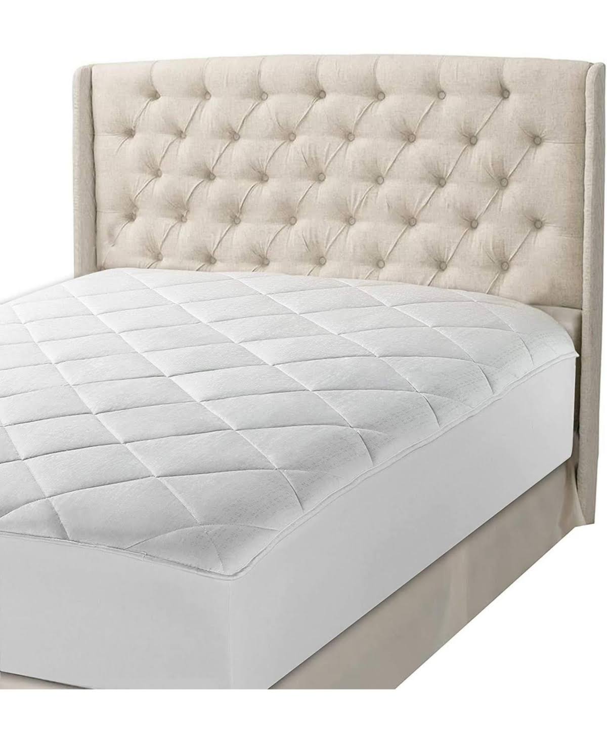 Maxi Down Alternative Cot Mattress Pad - 100% Cotton Shell, 300 Thread Count - Fitted & Highly Breathable Mattress Cover (Cot Size 33x75) (No Mattress