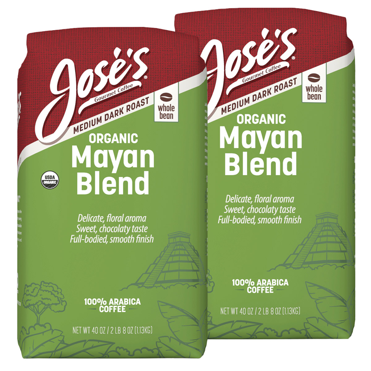 Jose'S 100% Organic Mayan Whole Bean Coffee 2.5 lb, 2 - Pack
