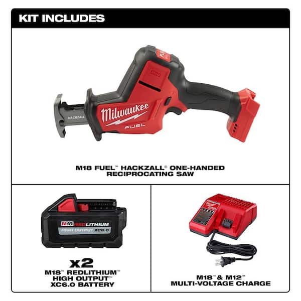M18 FUEL 18V Lithium Ion Brushless Cordless HACKZALL Reciprocating Saw w/Two 6 0 Ah Battery and Charger Image 2