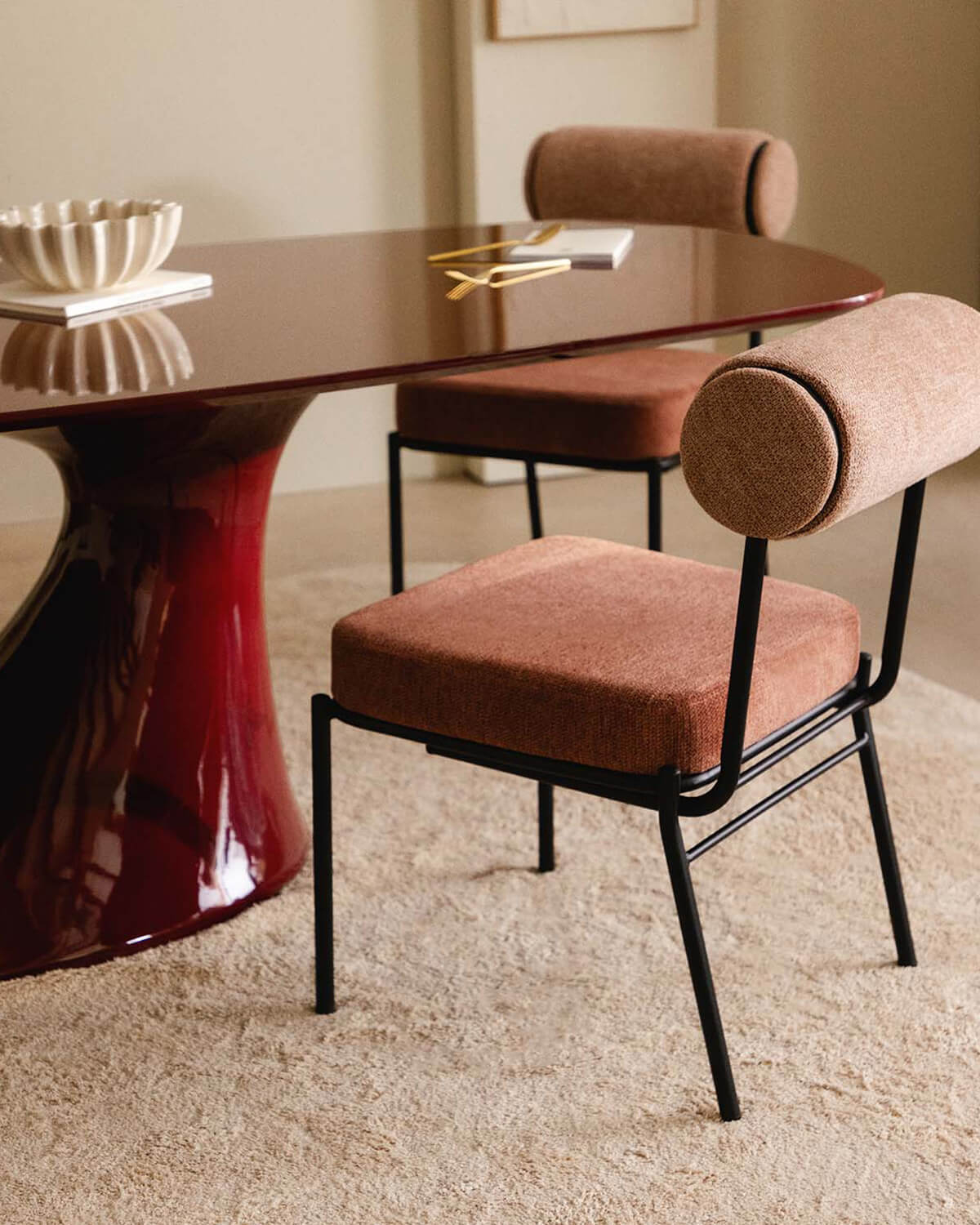 Elin - Pack 2 Sillas de Comedor de Tela y Metal Elin
