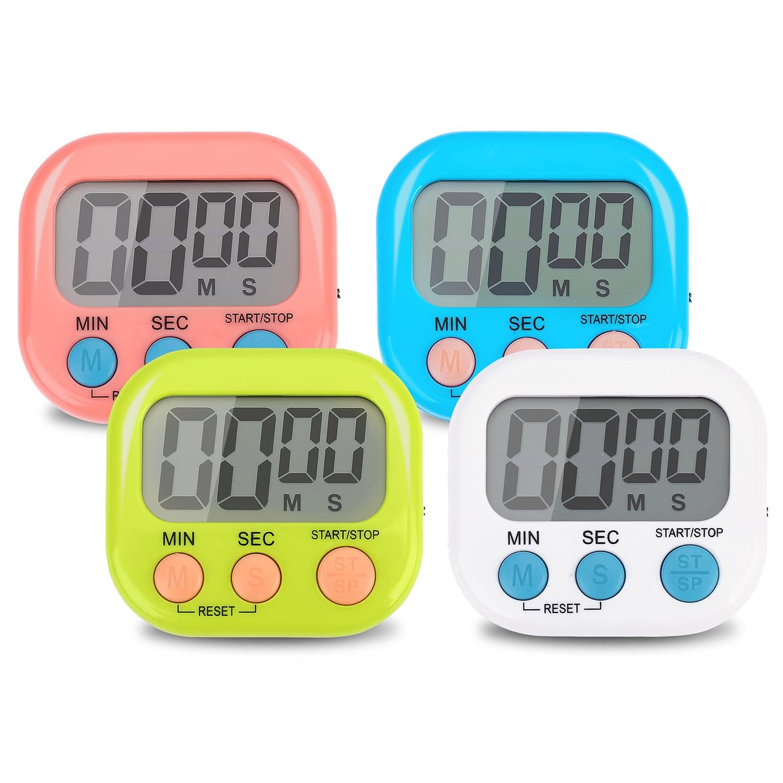 4-Piece Multi-function Electronic Timer, Kitchen Timer, Learning Management Timer, Suitable for Kitchen, Study, Work, Exercise Training, Outdoor Activ