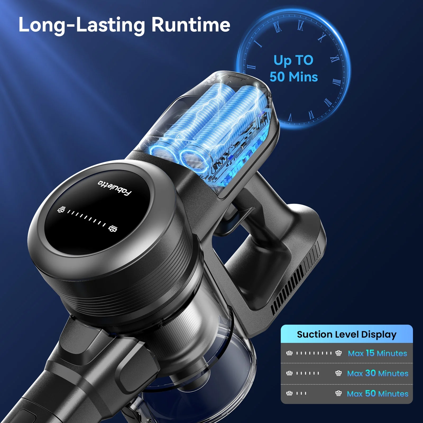 Cordless Vacuum Cleaner 35KPA Self-Standing Stick Vacuum 50min 400W Vac for Home Pet Hair Car Carpet Hardwood Floor, Black(Black) - Image 8