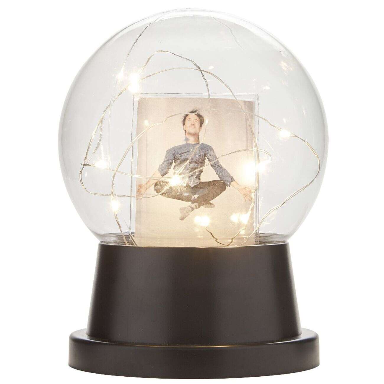 Cadre photo forme boule avec LED Ø10xH14cm (3 modèles)