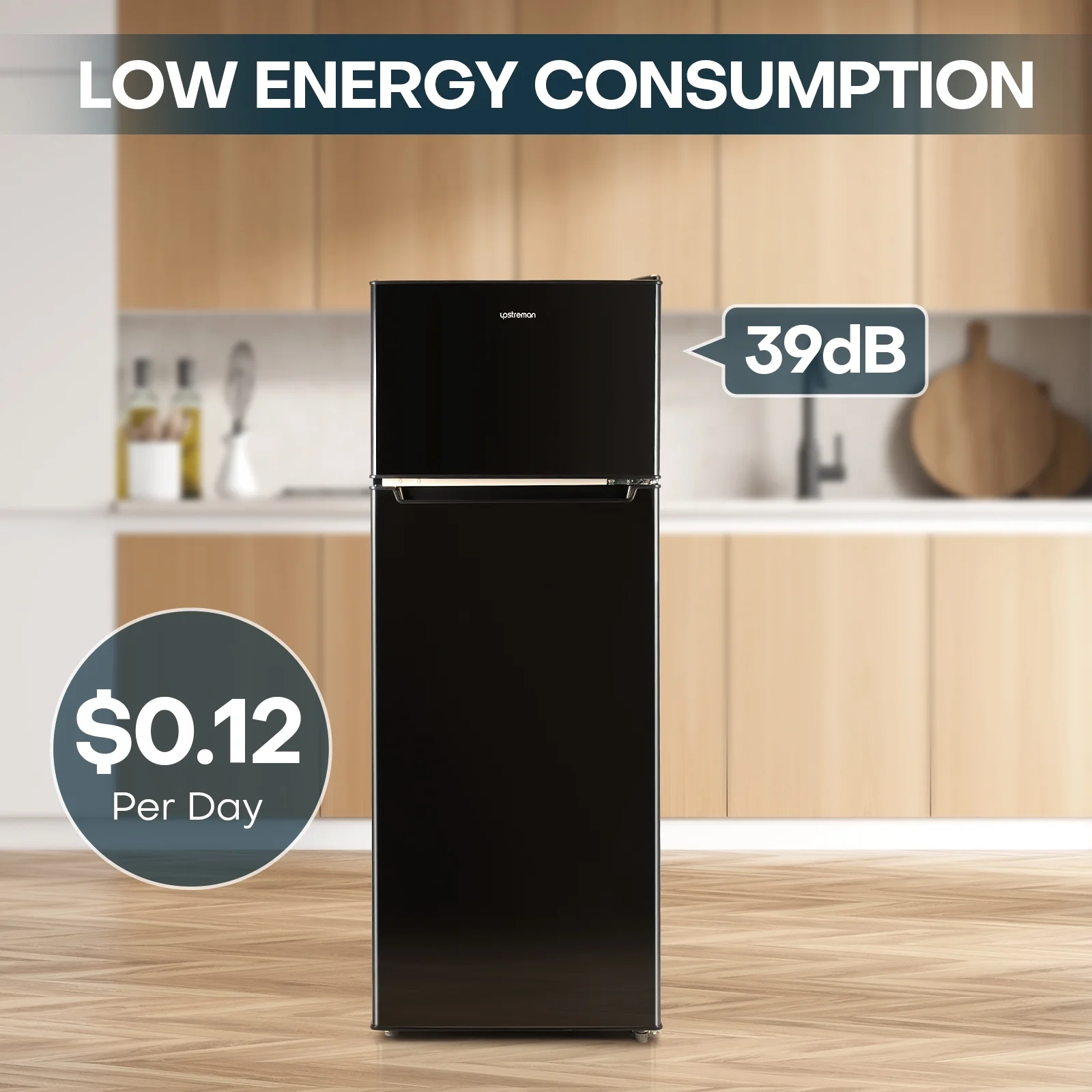 7 7 Cu ft Top Freezer Refrigerator, Two Door Refrigerator Large Capacity with Adjustable Thermostat and Reversible Door, BD75 Black(Black) Image 2