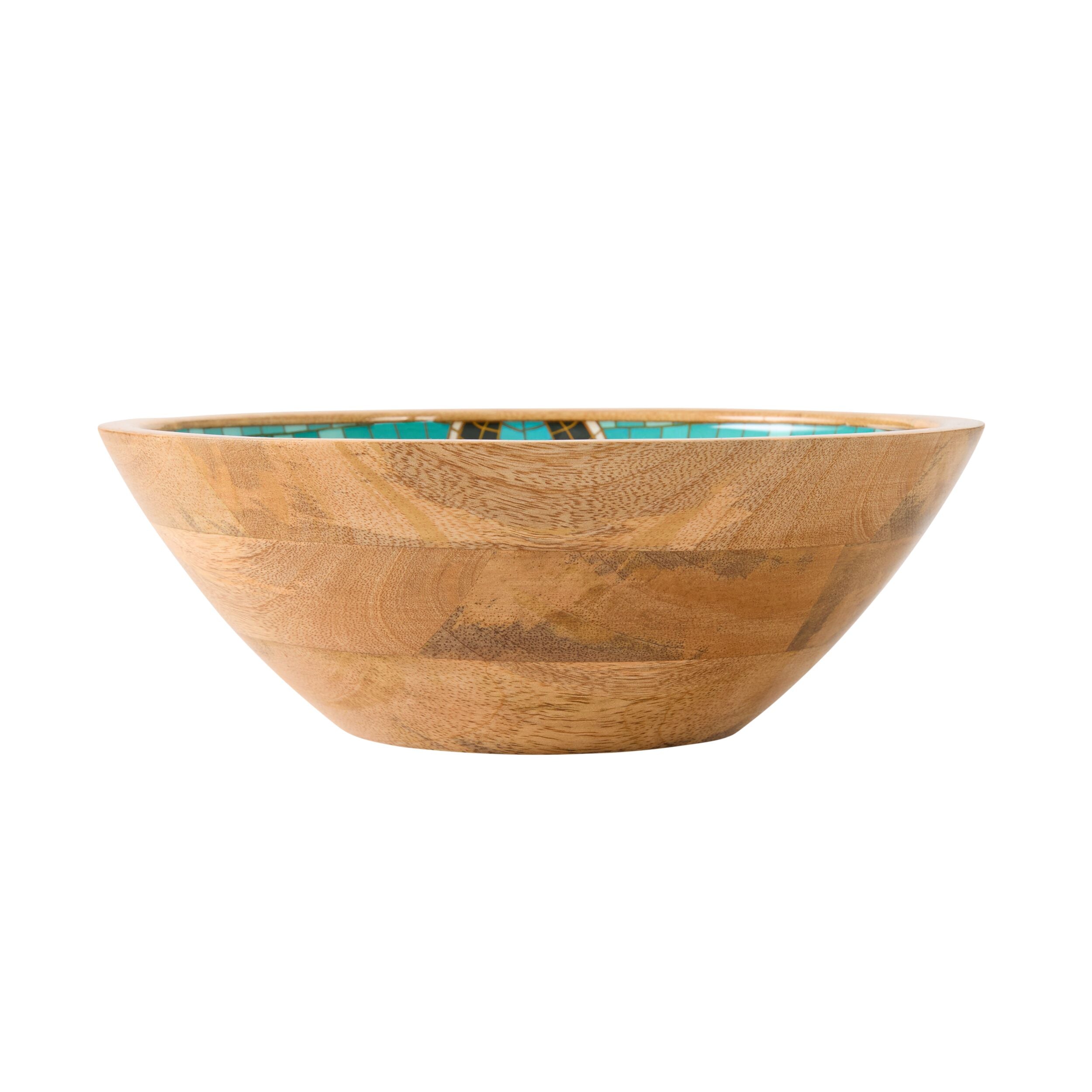 Mystic Scarab Mango Wood Round Bowl 23.5cm