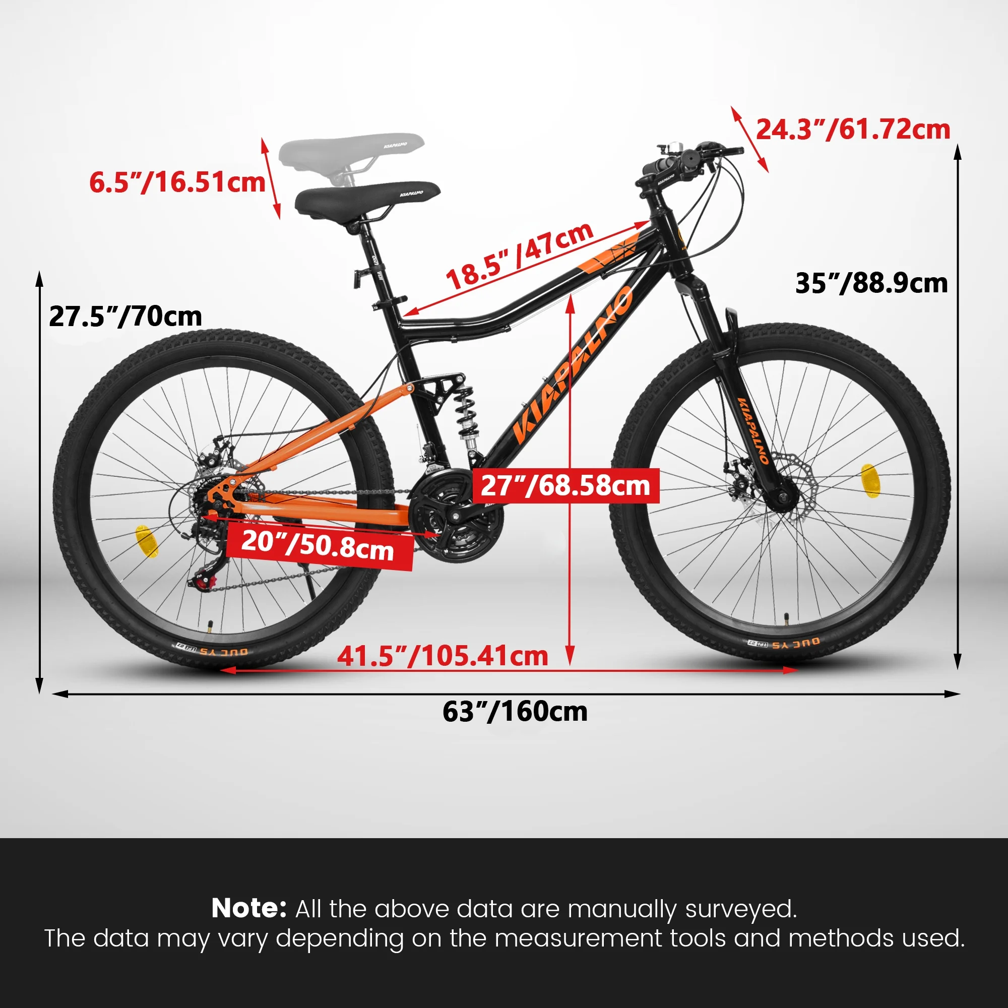 26 - Inch Steel Frame Mountain Bike with Shock - Absorbing Fork | 21 - Speed Unisex Off - Road Bicycle | Black&Orange
