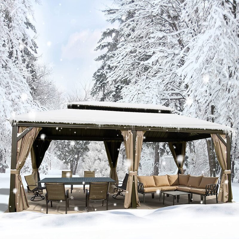 Gazebo de patio Calaro en acier galvanisé de 19,5 pi de largeur x 11 pi de profondeur