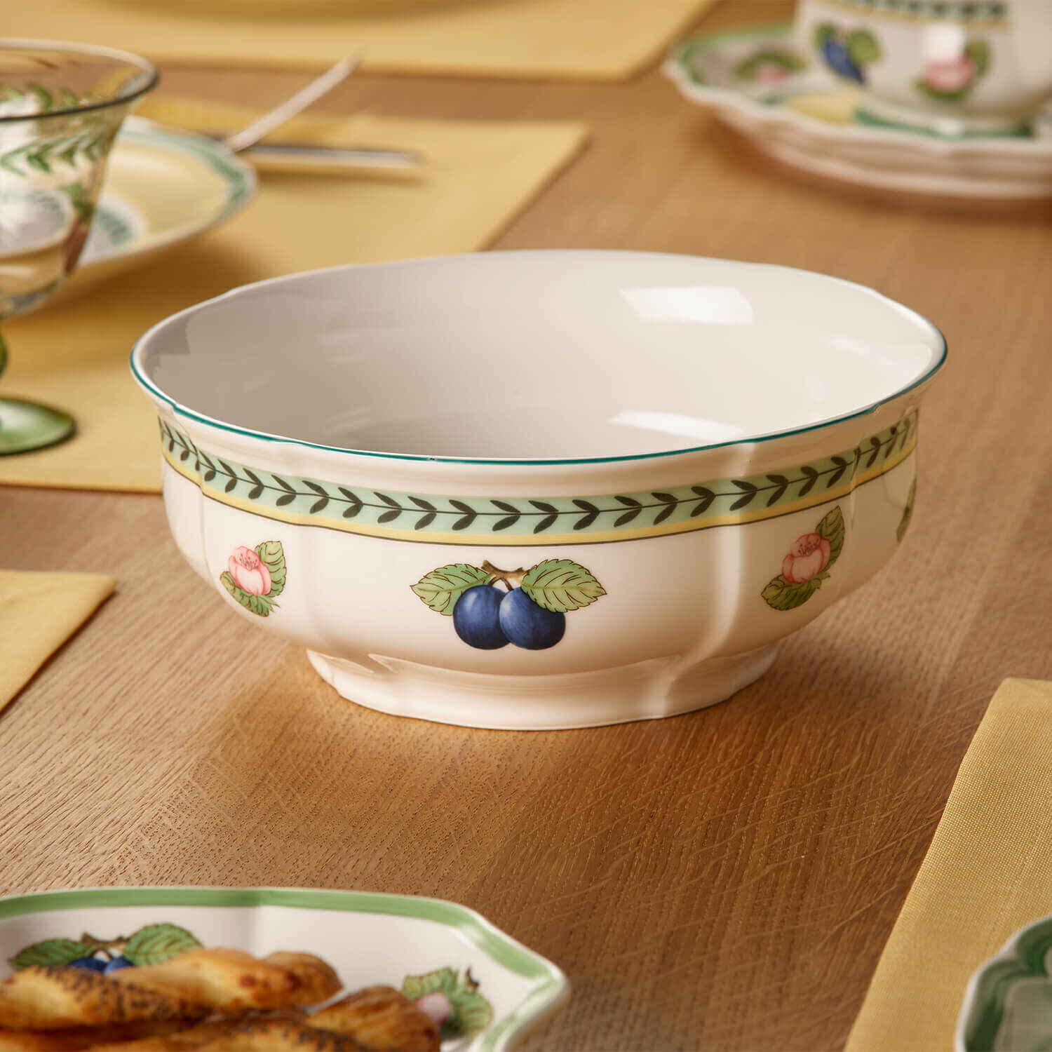 French Garden Serving Bowl - Multi-colored, 44 oz, Premium Porcelain