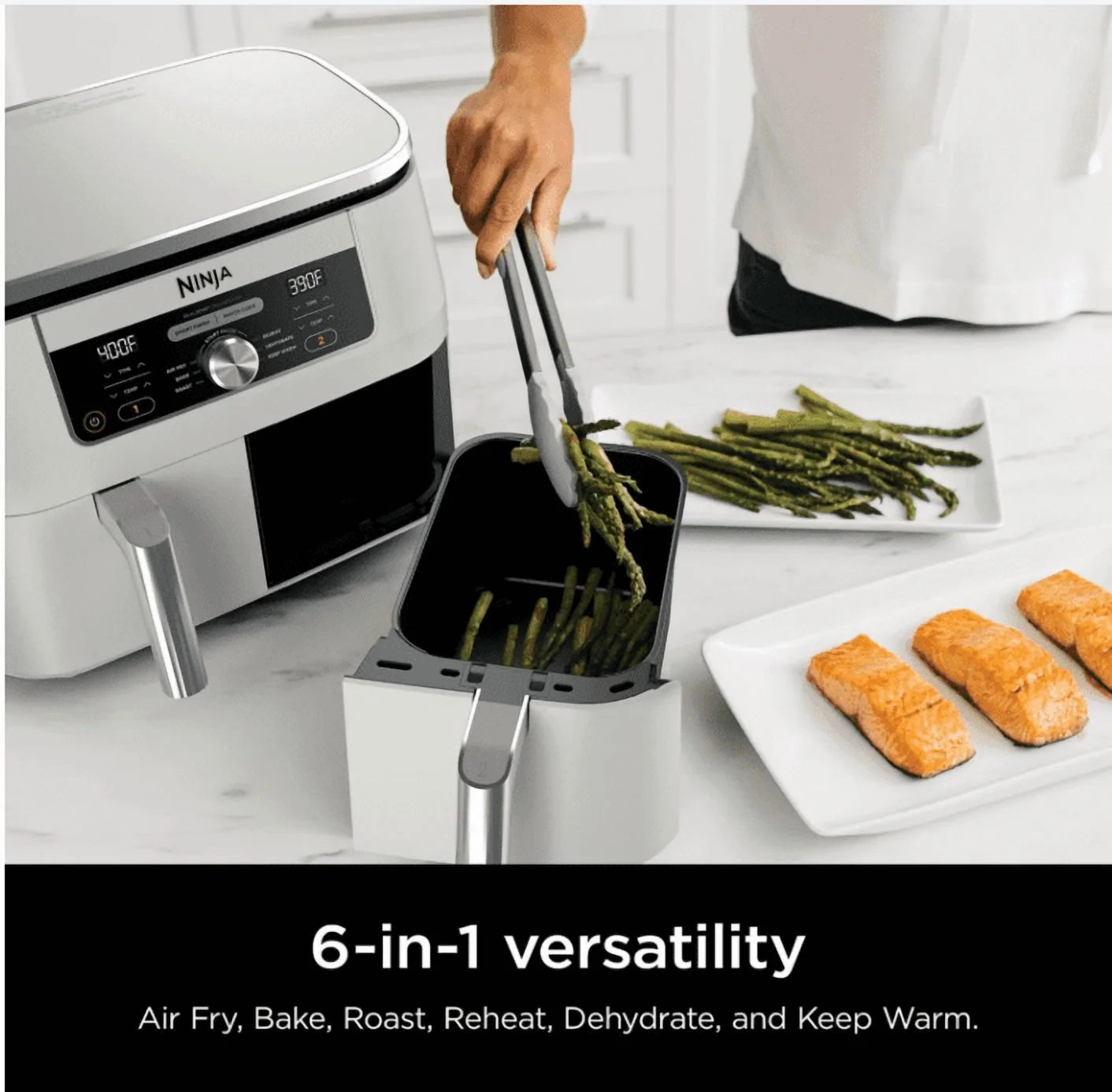 Ninja Foodi 6 - in - 1, 8 Quart 2 - Basket Air Fryer with Dualzone Technology - White