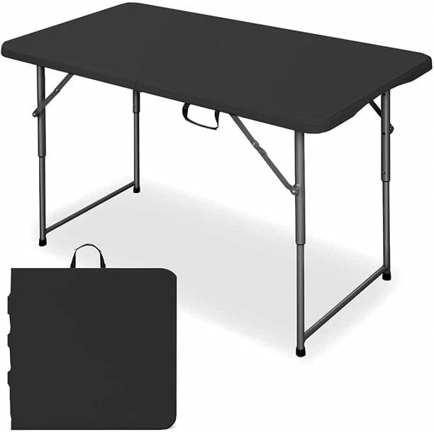 AEDILYS 4ft Portable Plastic Folding Tables for Indoor Outdoor, Black