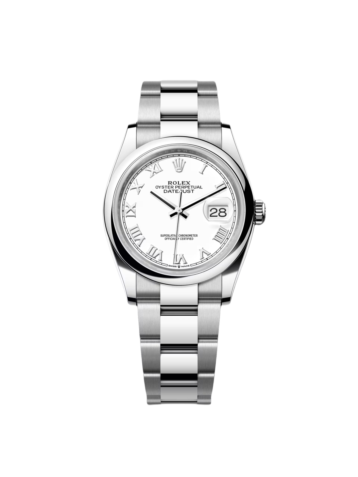 【Super Clone】RLX  Datejust 36mm 126200 Stainless Steel White Roman Dial Oyster