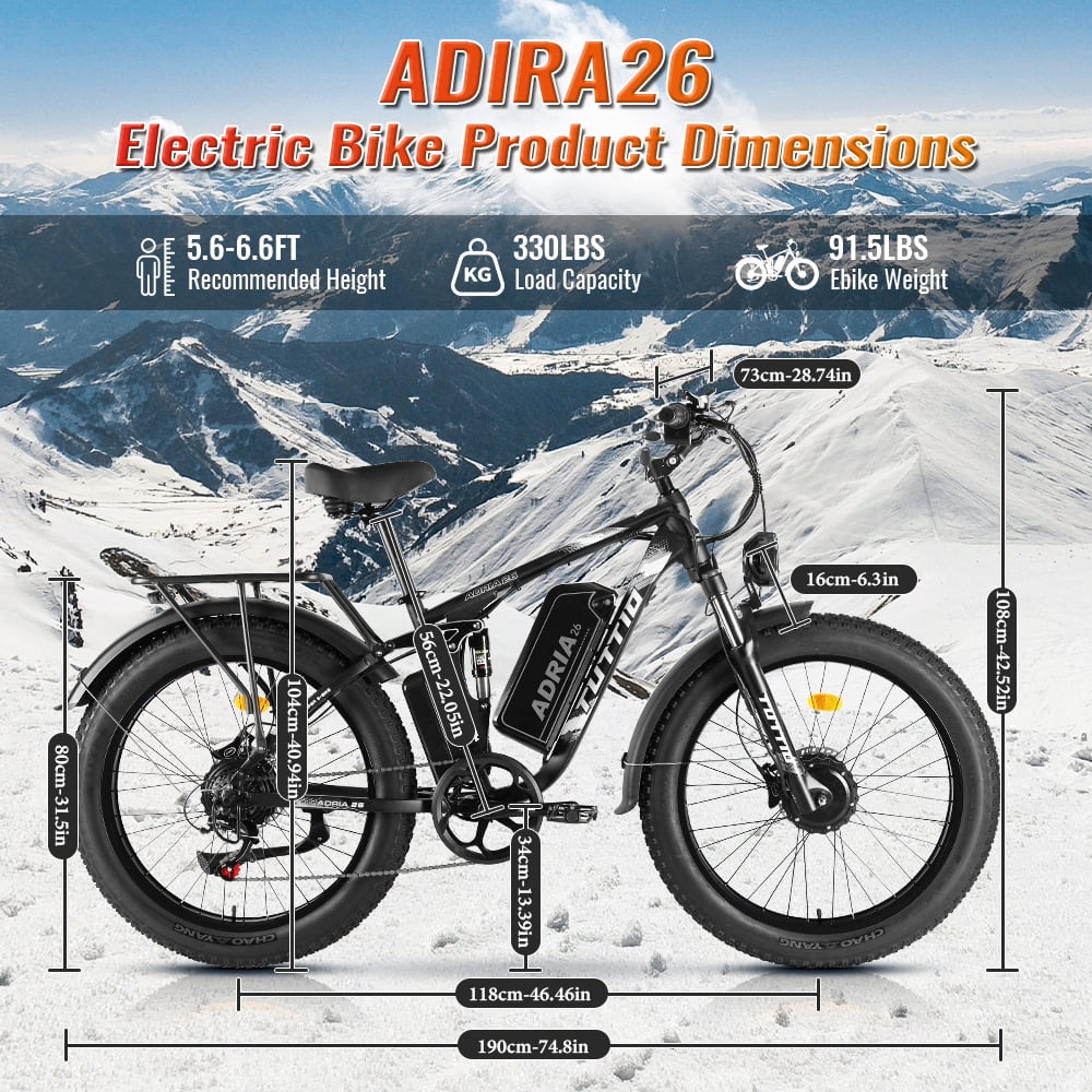 Adria26 5000W Electric Mountain Bike for Adults, 26" Fat Tire E-Bike for Men, 7 Speed, Max 46Mph - Image 7