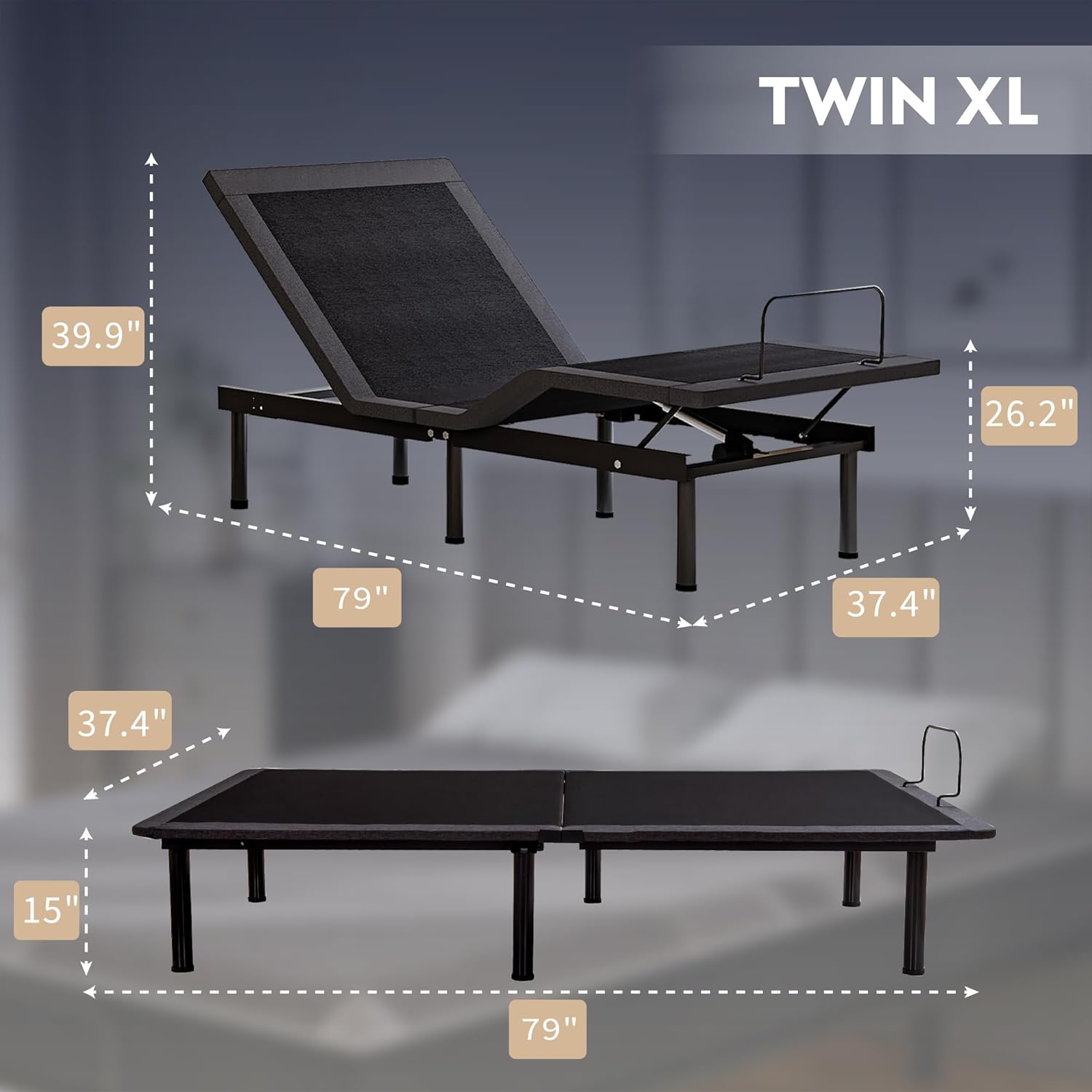 Twin XL Adjustable Bed Base Frame with Wireless Remote + 14 Inch Twin XL Gel Memory Foam Mattress Bed in a Box, Head and Foot Incline, Zero Gravity, Fiberglass Free, 80