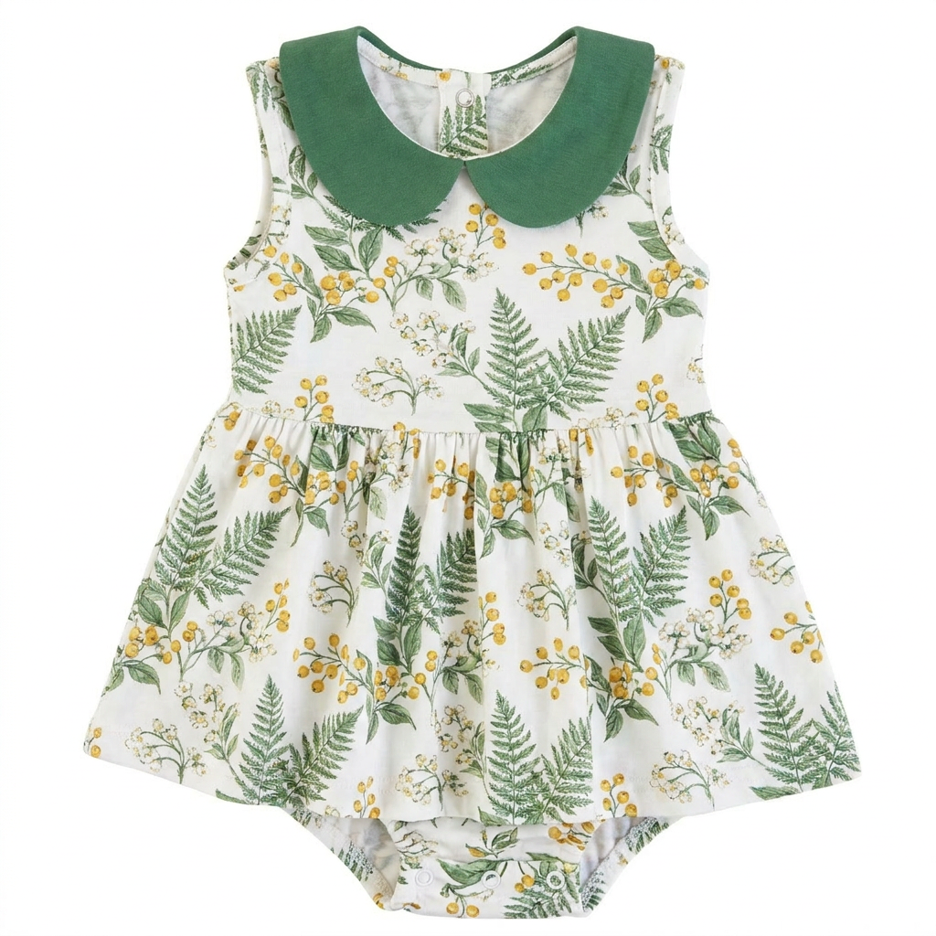 Fashion Trendy Blue Pink Color Cute Daisy Pattern Snap Button Design Baby Girl Romper Dress Jumpsuit Outdoor Picnic Photo Shoot