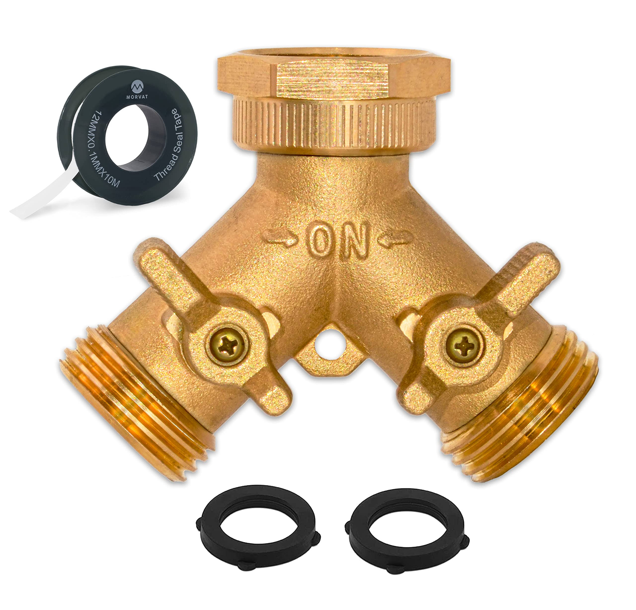 Morvat Heavy Duty Brass Garden Hose Connector Tap Splitter (2 Way)