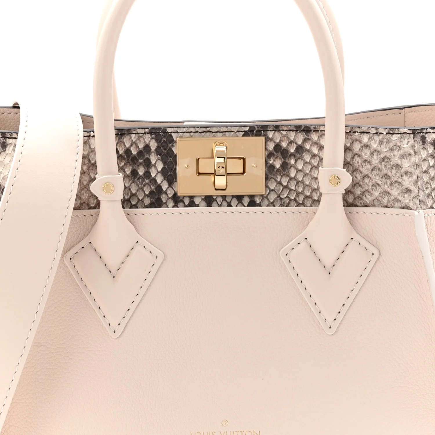 Calfskin Karung Snakeskin Mahina On My Side PM Quartz White