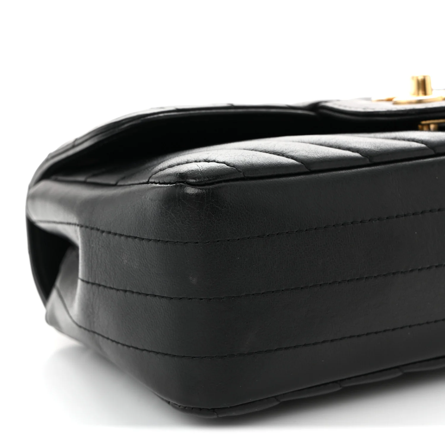 Lambskin Chevron Quilted Mini Rectangular Flap Black