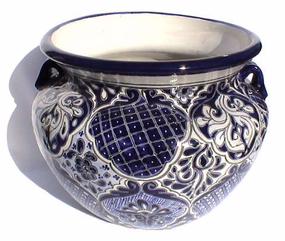 Big-Sized Zacan Mexican Colors Talavera Ceramic Garden Pot