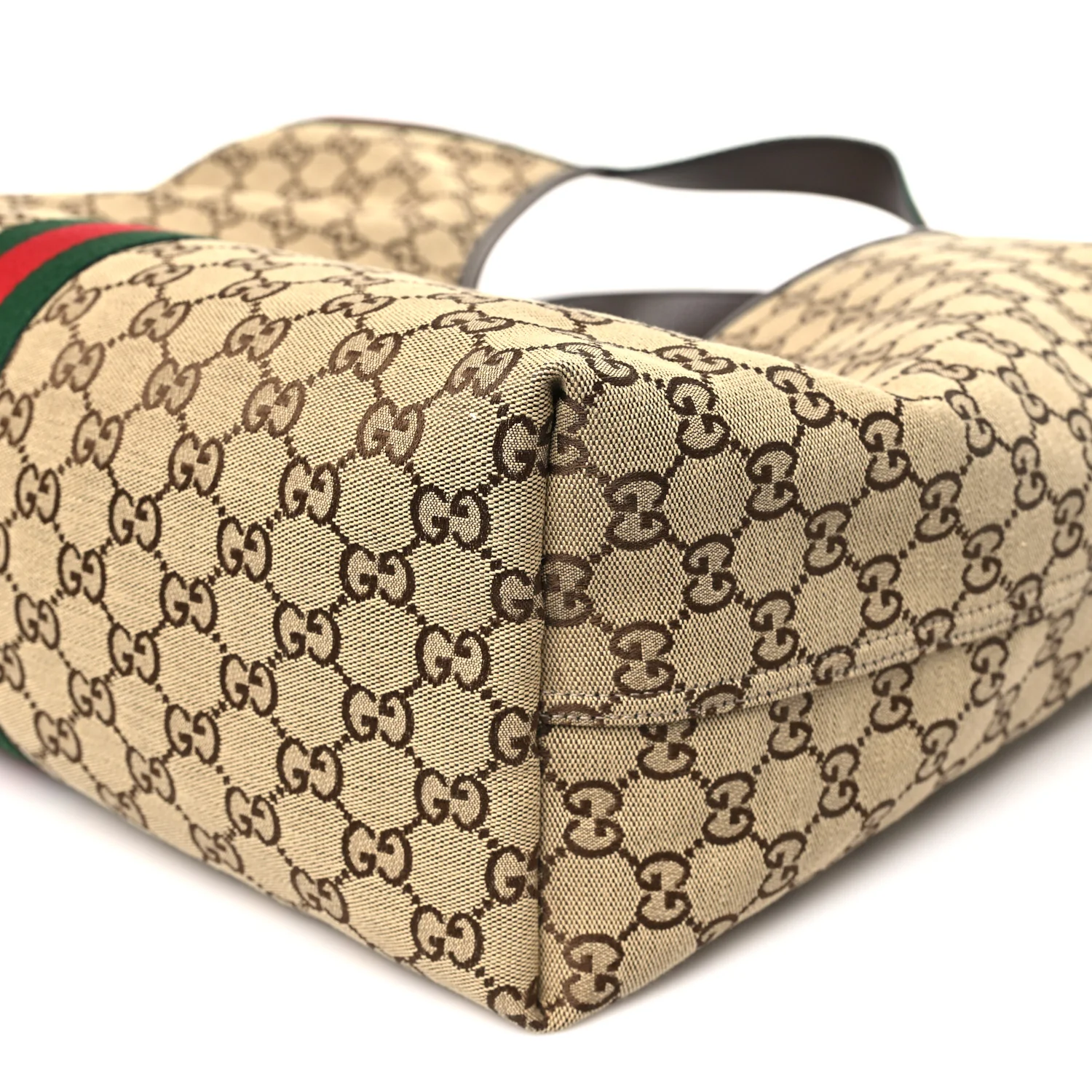 GG Monogram Web Large Giglio Tote Beige Brown