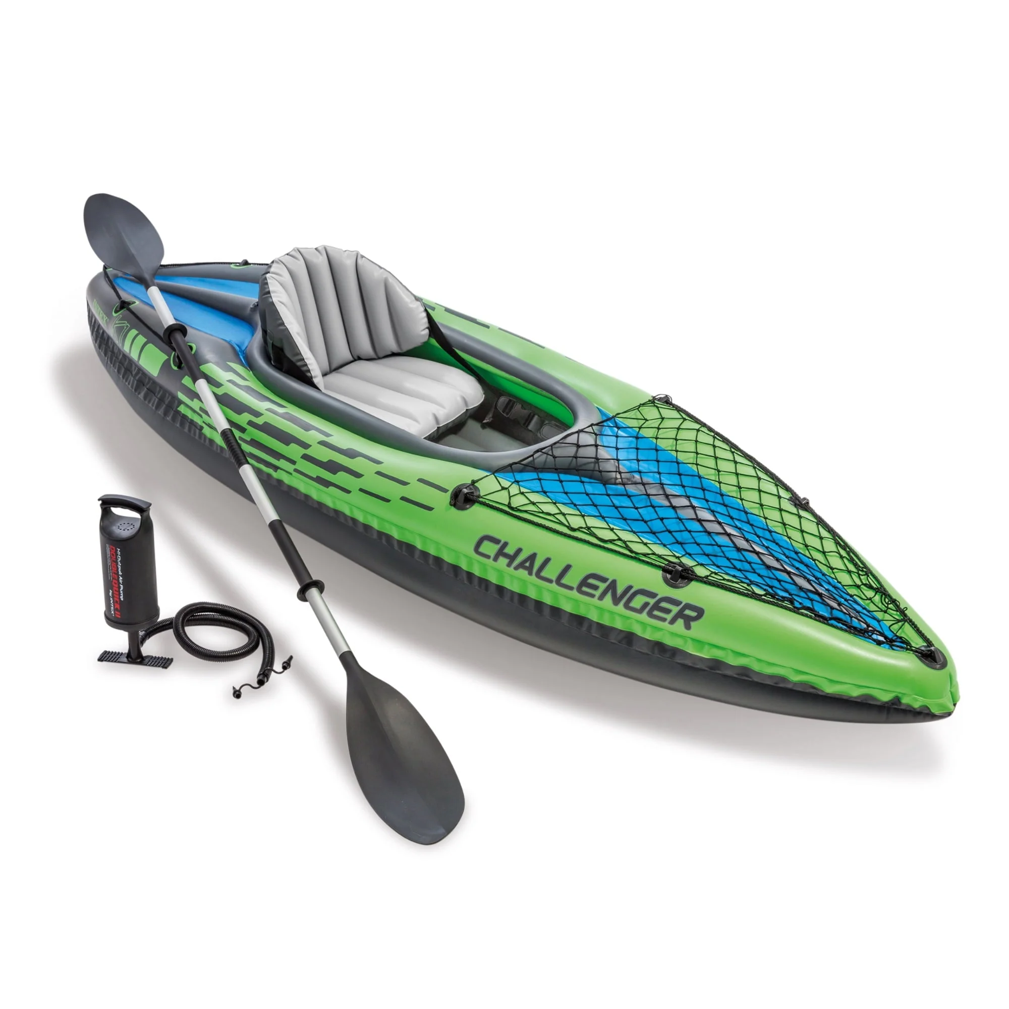 Challenger K1 Inflatable Single Person Kayak Set and Accessory Kit w/ Pump