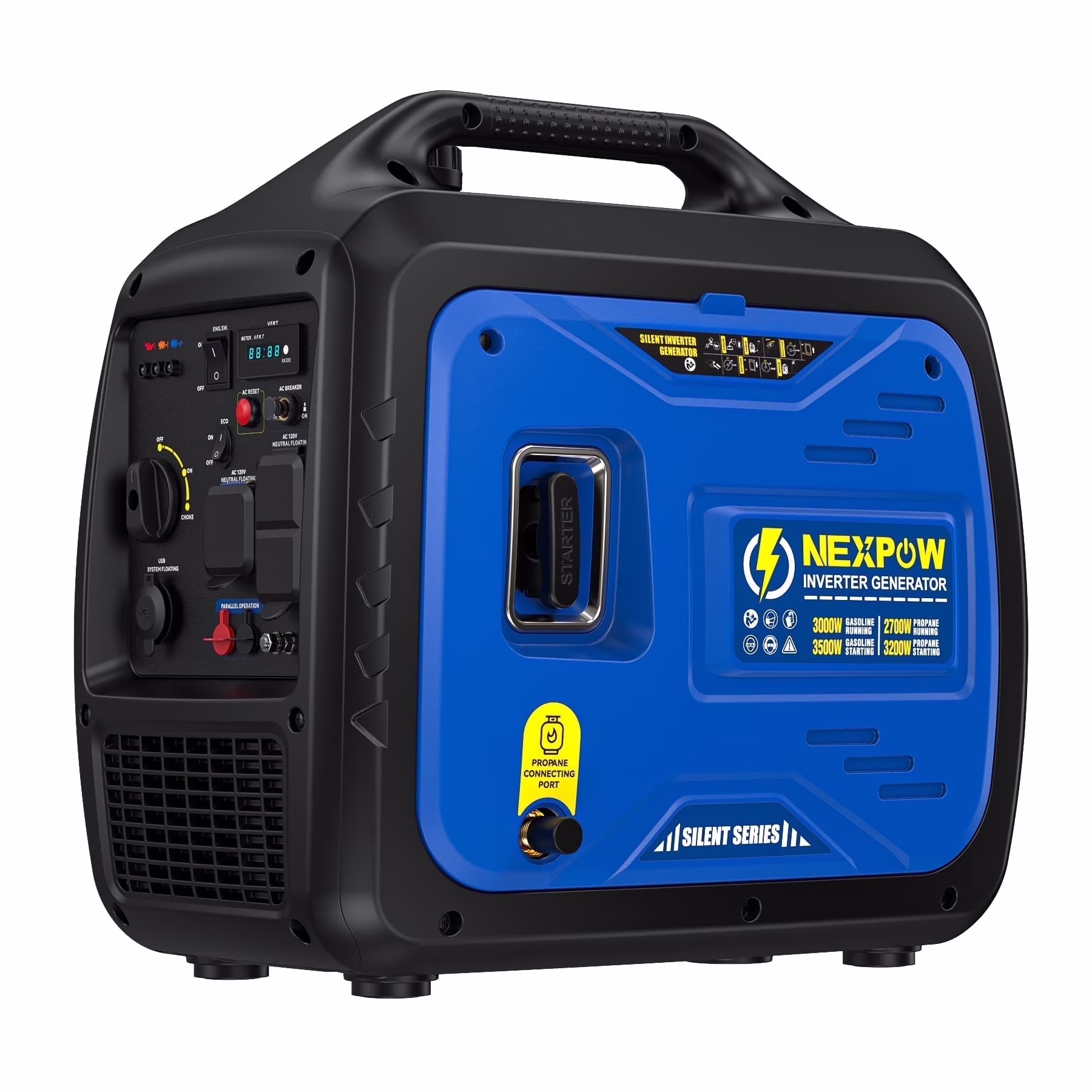 3000W Portable Inverter Generator, Gasoline Power Lightweight for Backup Home Camping, Eco-Mode Feature, Parallel Capability, Overload Protection(3000 W) - Image 3