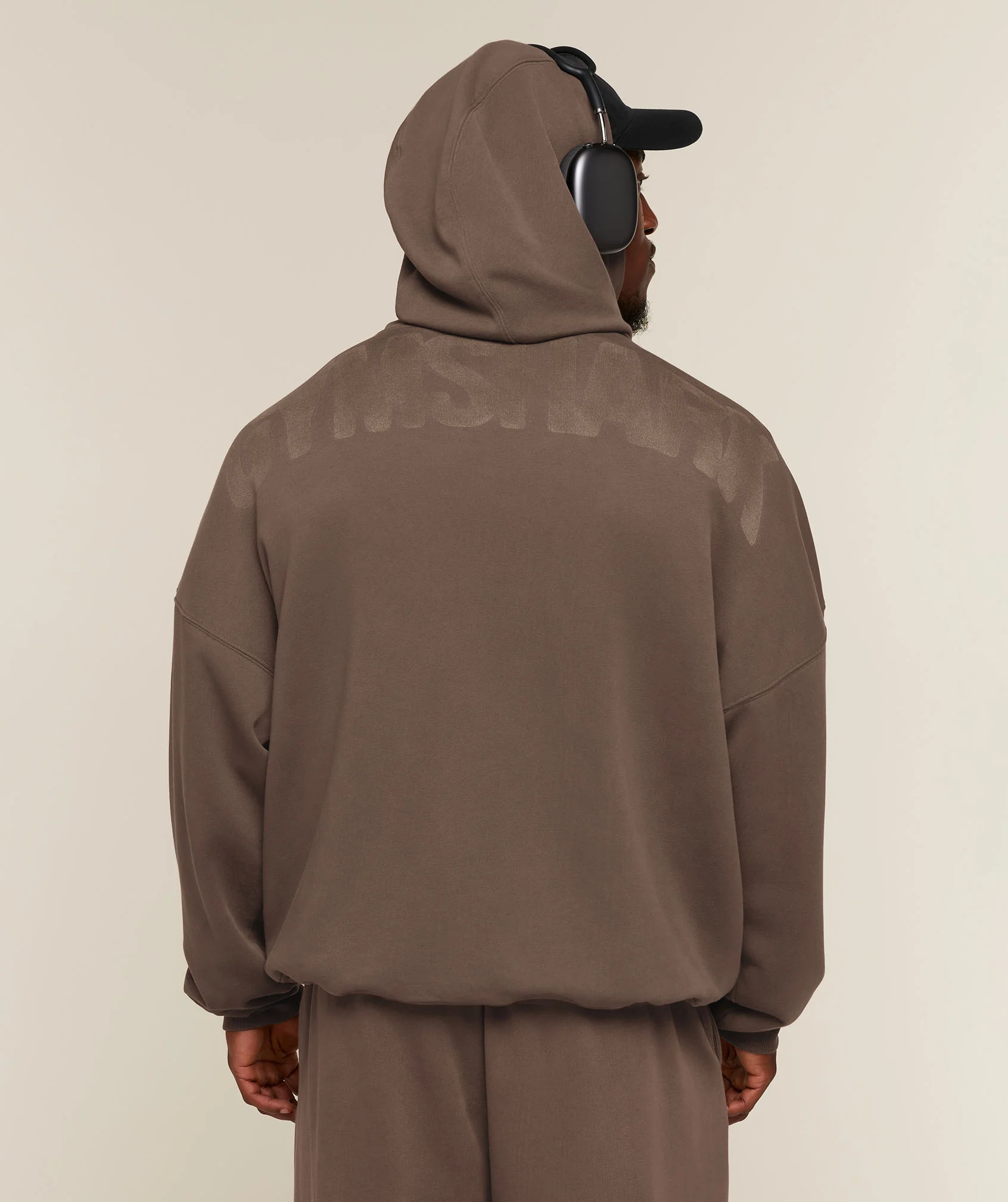 POWER WASHED OVERSIZED FULL ZIP HOODIE - Soft Brown