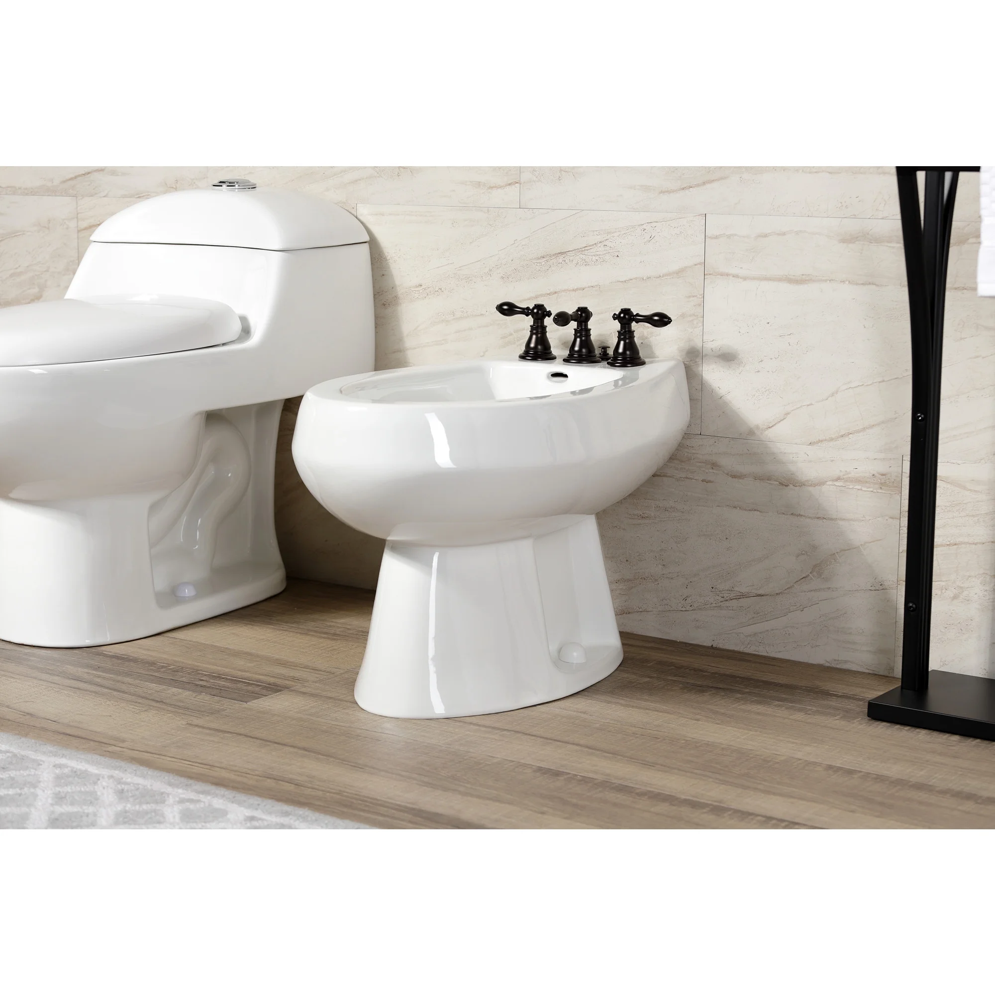 Kingston Brass KB320ACL American Classic Three-Handle Bidet Faucet, Matte Black