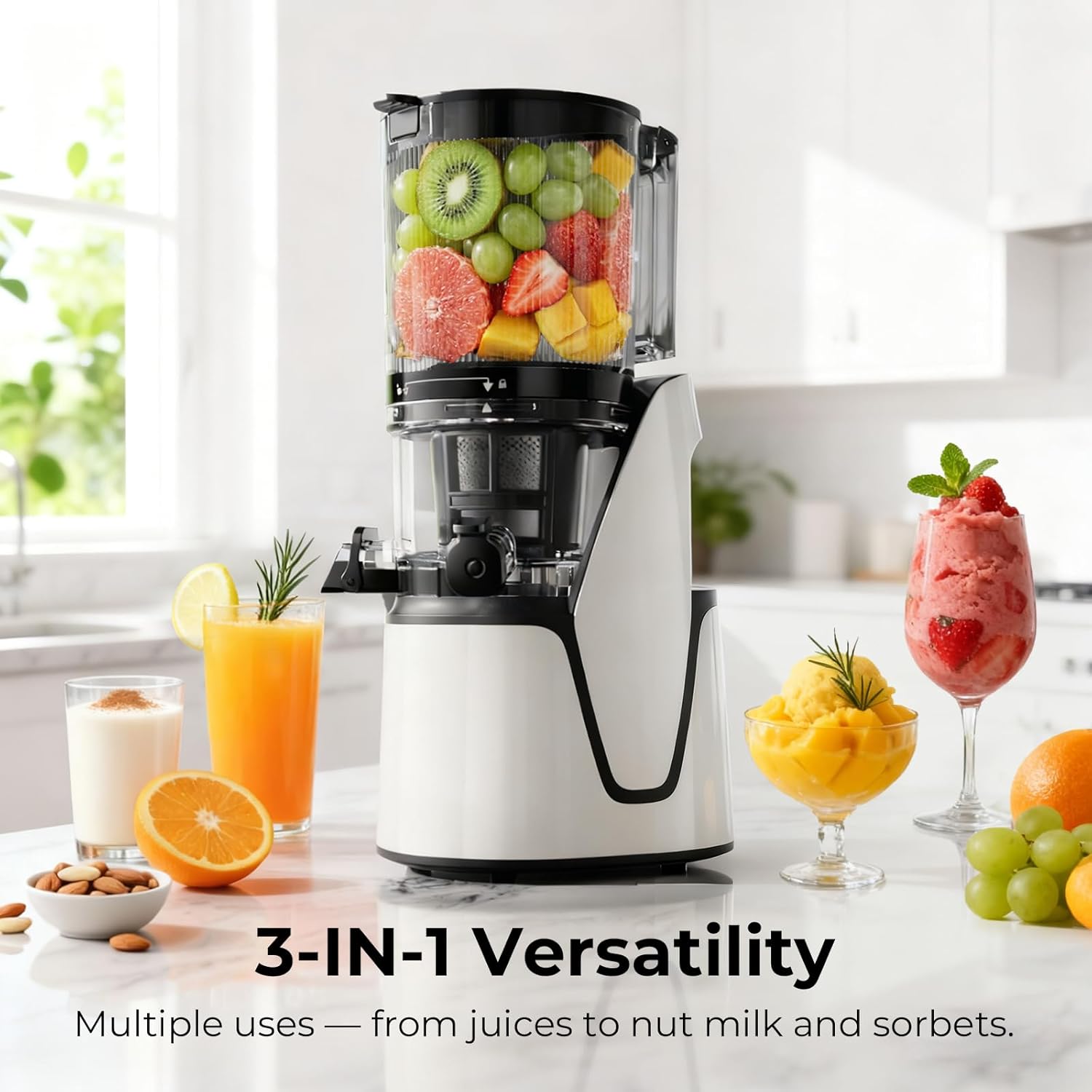 Juicer Machines, 3-in-1 Cold Press Juicer with 6.5
