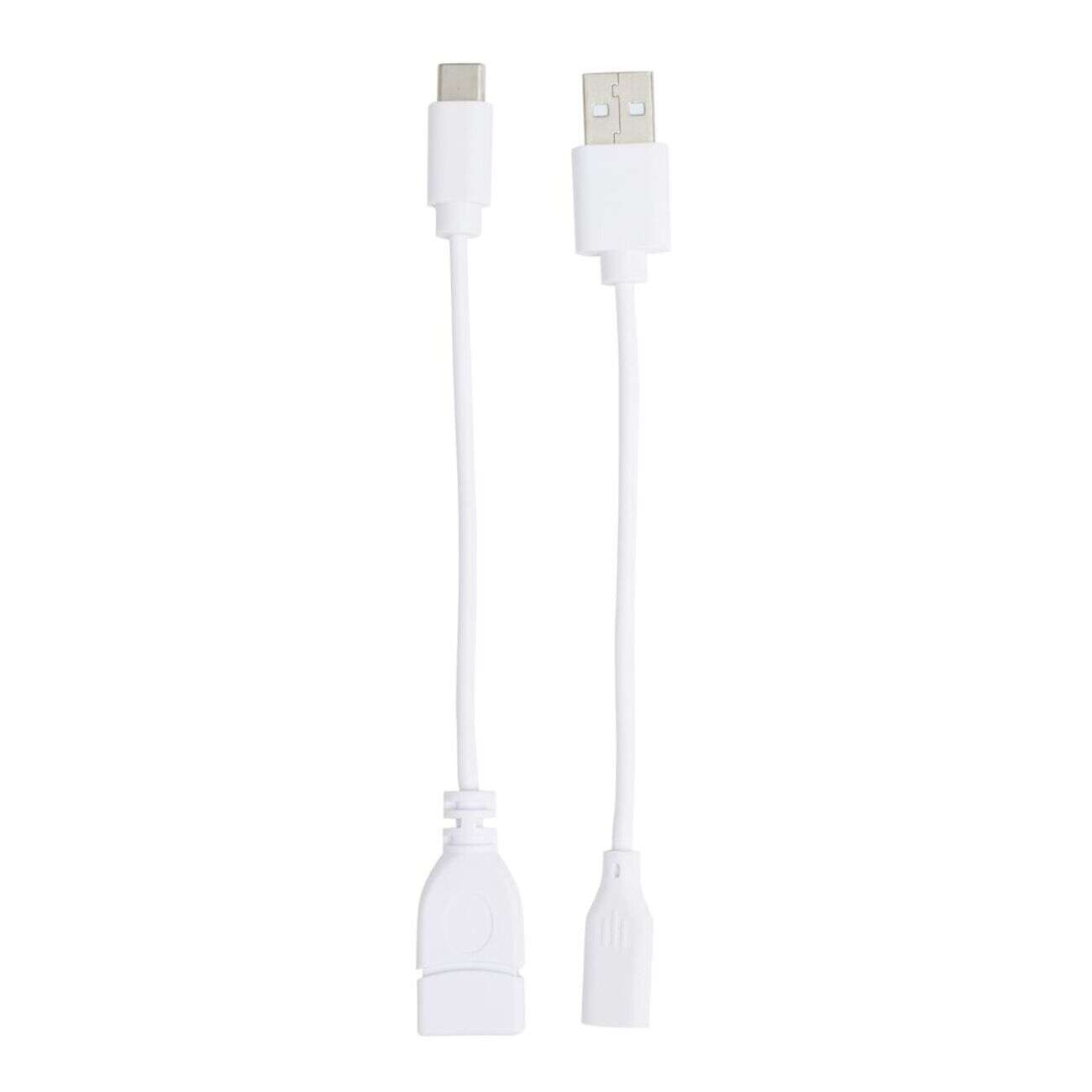 Adaptateur USBA-USBC plastique blanc L15cm 2 câbles