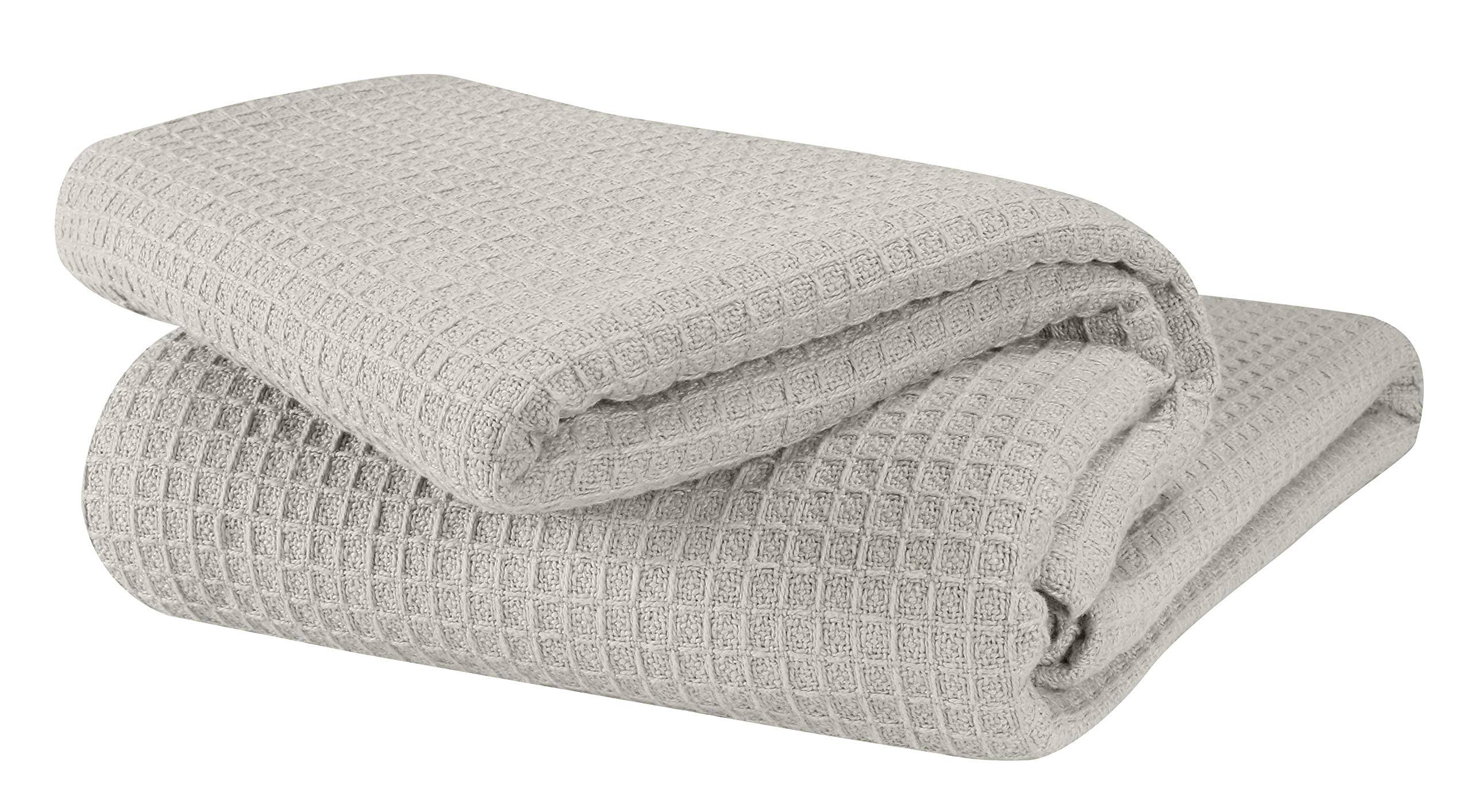 Glamburg 100% Cotton Thermal Blanket, Breathable Bed Blanket Twin size, Soft Waffle Blanket, Twin Blanket, All Season Cotton Blanket, Light Grey