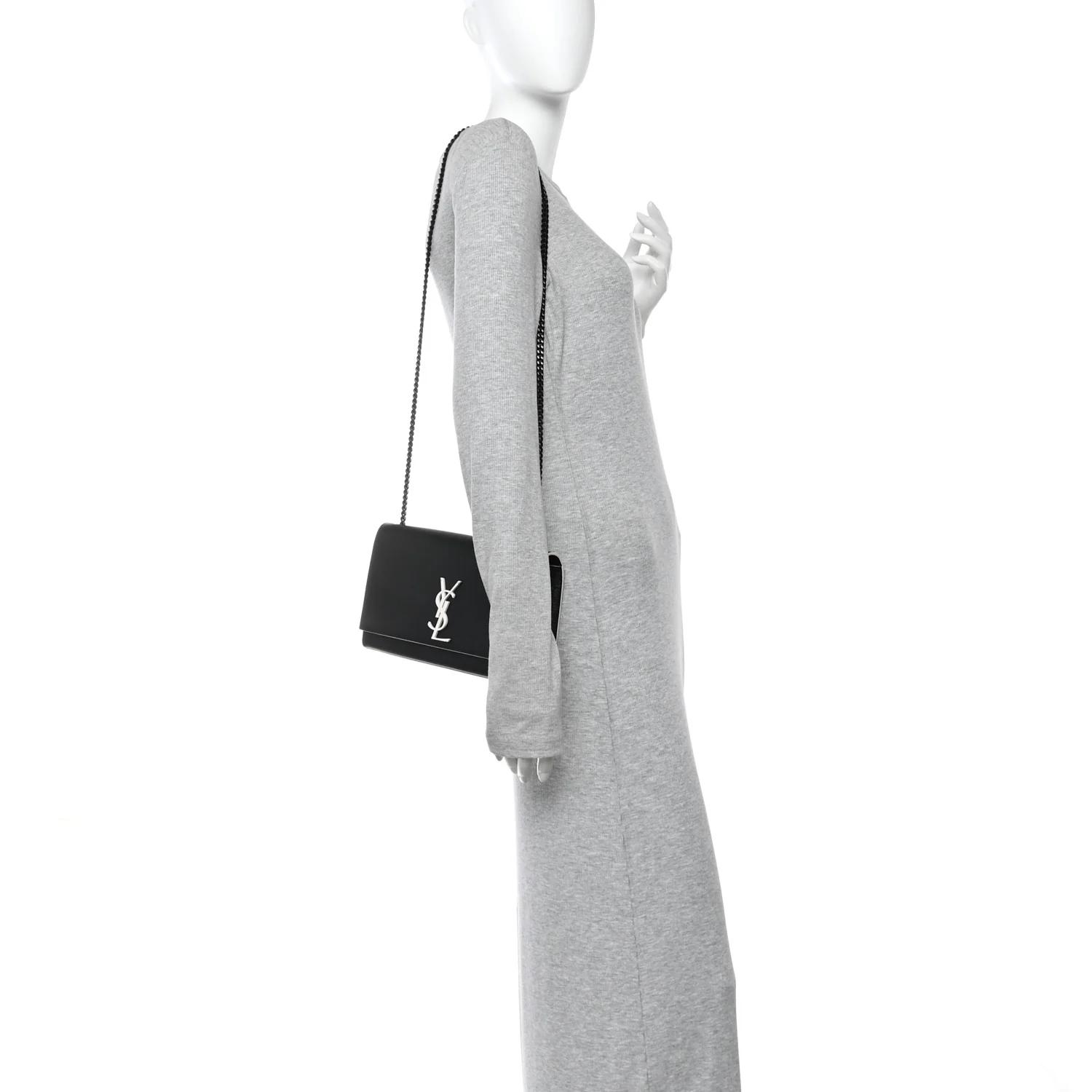 Grain De Poudre Medium Classic Monogram Kate Satchel Black White