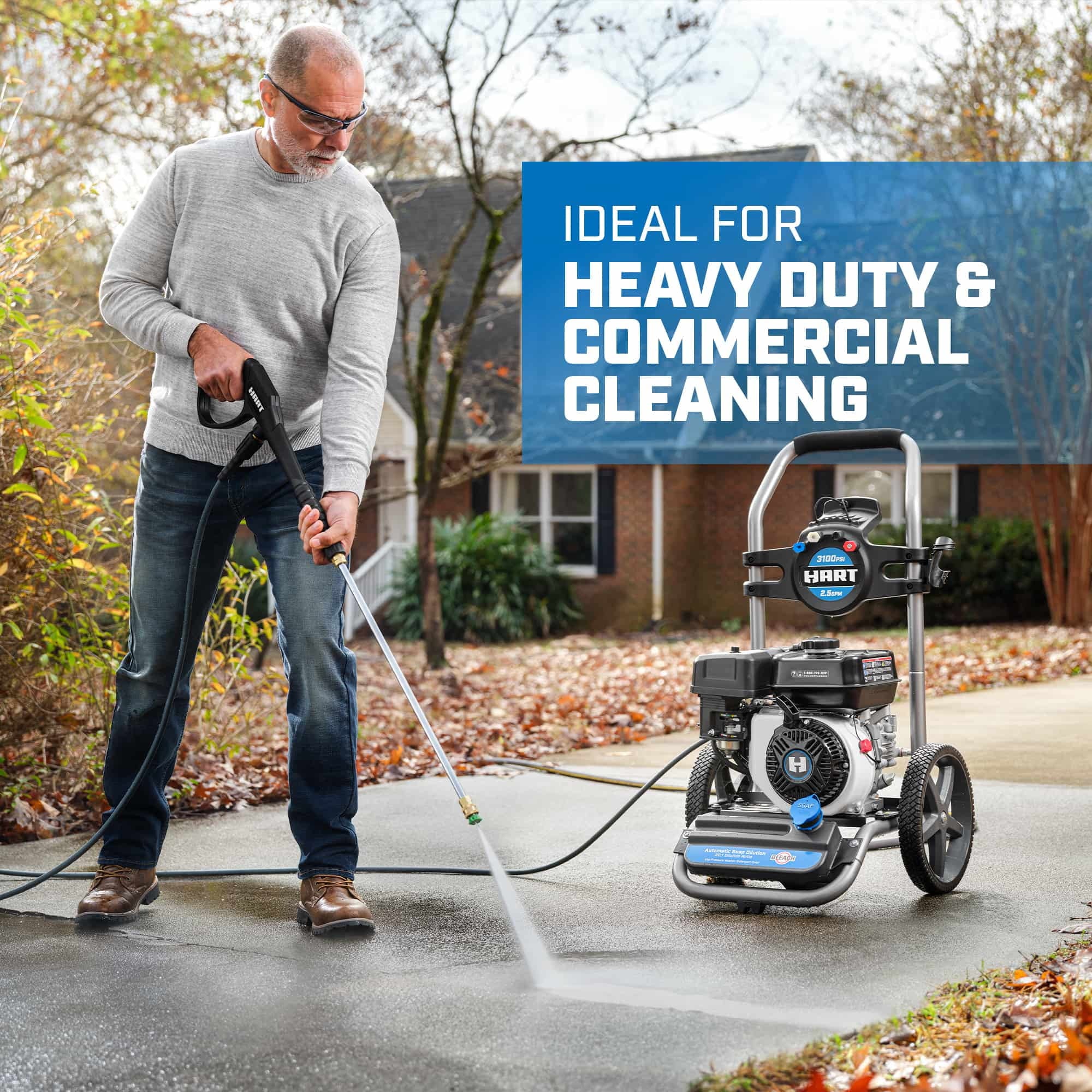 HART 3100 PSI 2.5 GPM 212cc 4 - Cycle OHV Gas Powered Cold Water Pressure Washer