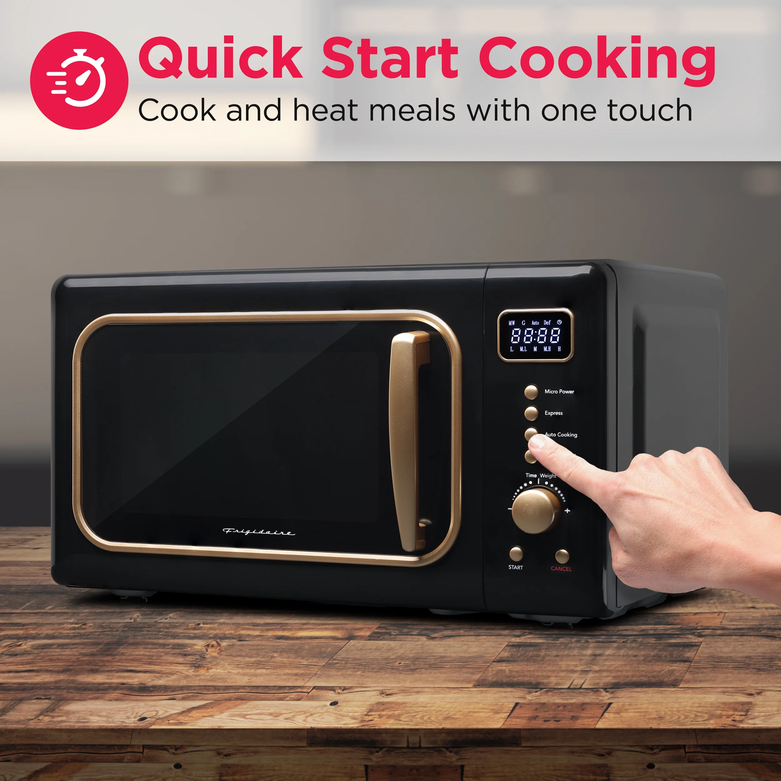 0.7 Cu. Ft. Retro Countertop Microwave Oven, Black and Gold(Black) - Image 6